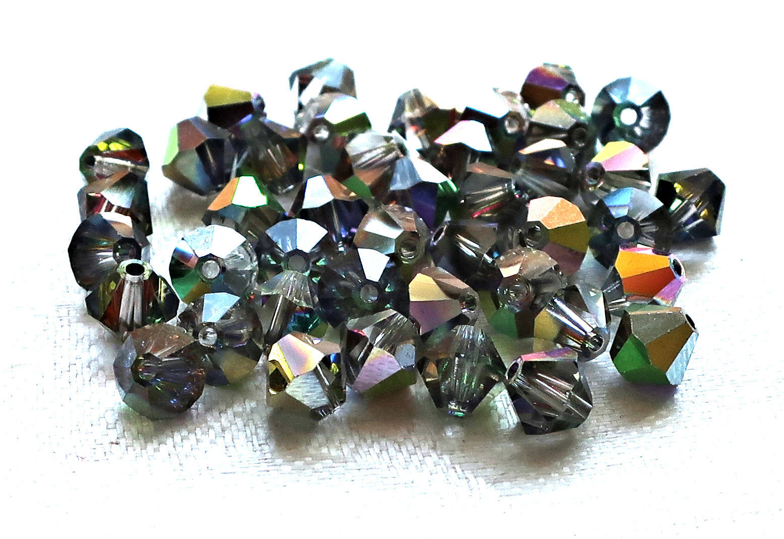 Lot of 24 6mm Crystal Vitral Czech Preciosa glass bicone beads, faceted silver, vitrisl bicones C7801 - Glorious Glass Beads