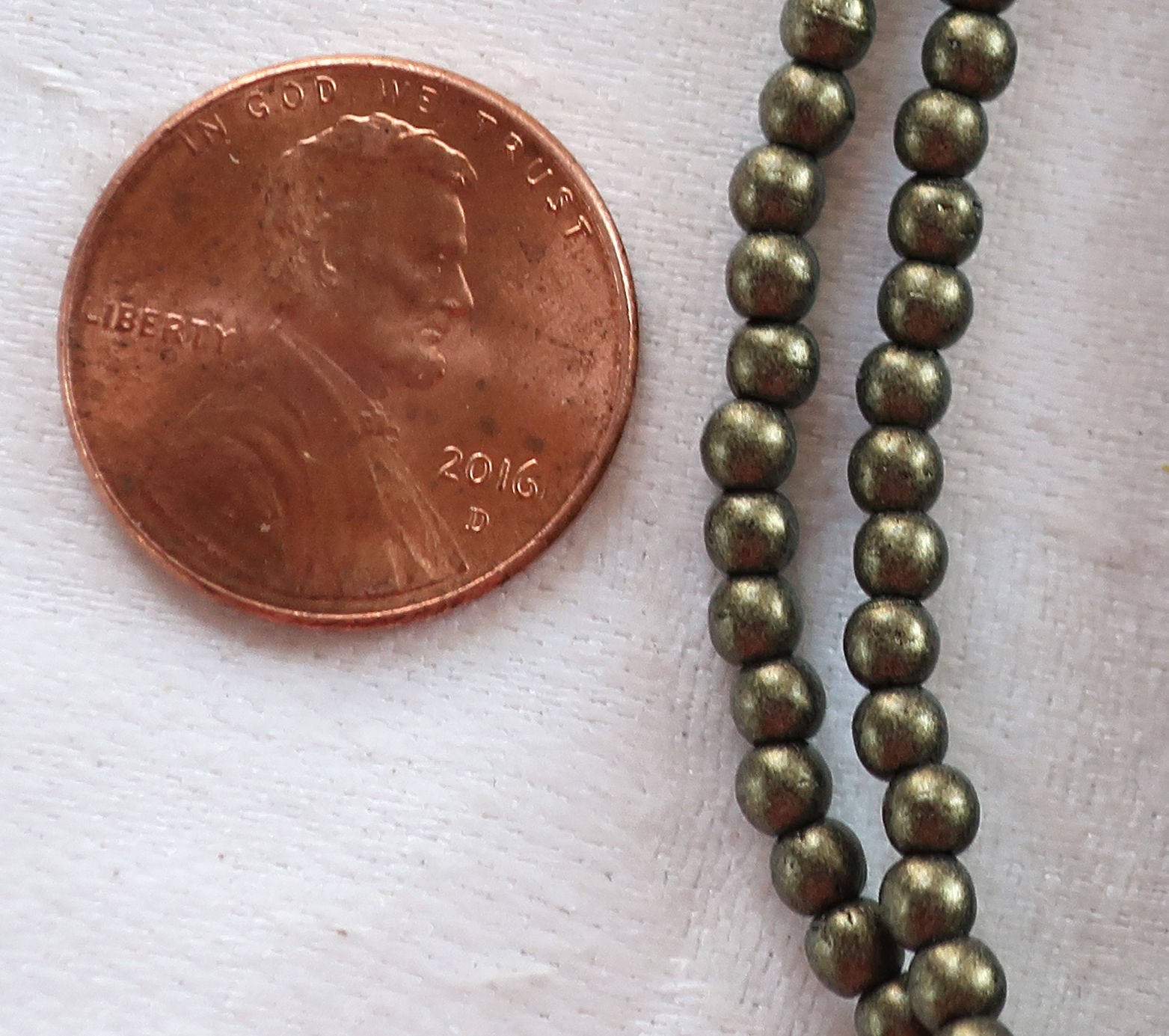 Lot of 100 3mm metallic suede gold Czech glass druks, smooth round druk beads C8501 - Glorious Glass Beads