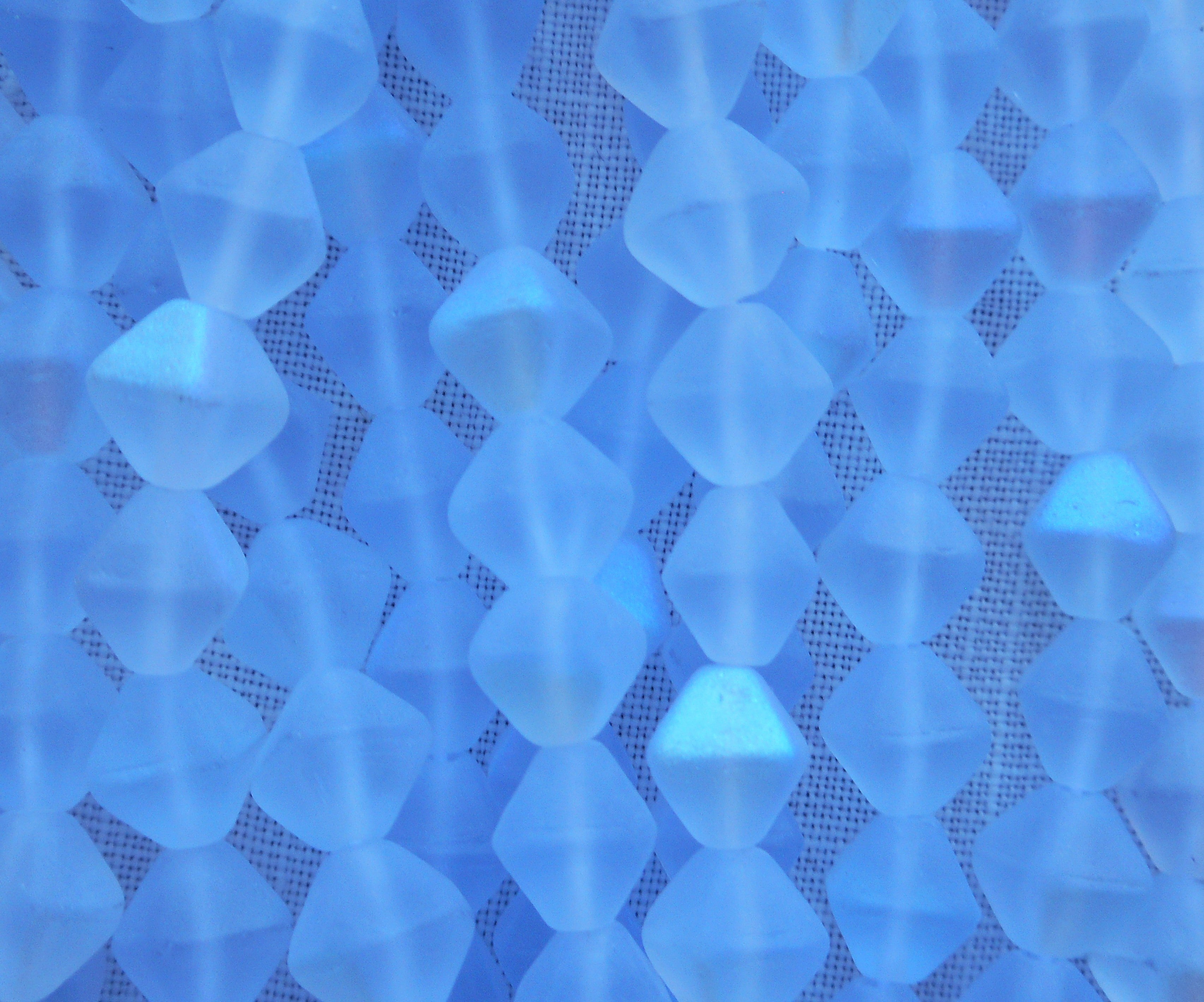 Fifty 6mm Matte Light Sapphire AB bicones, Iridescent blue pressed Czech glass bicone beads C8601