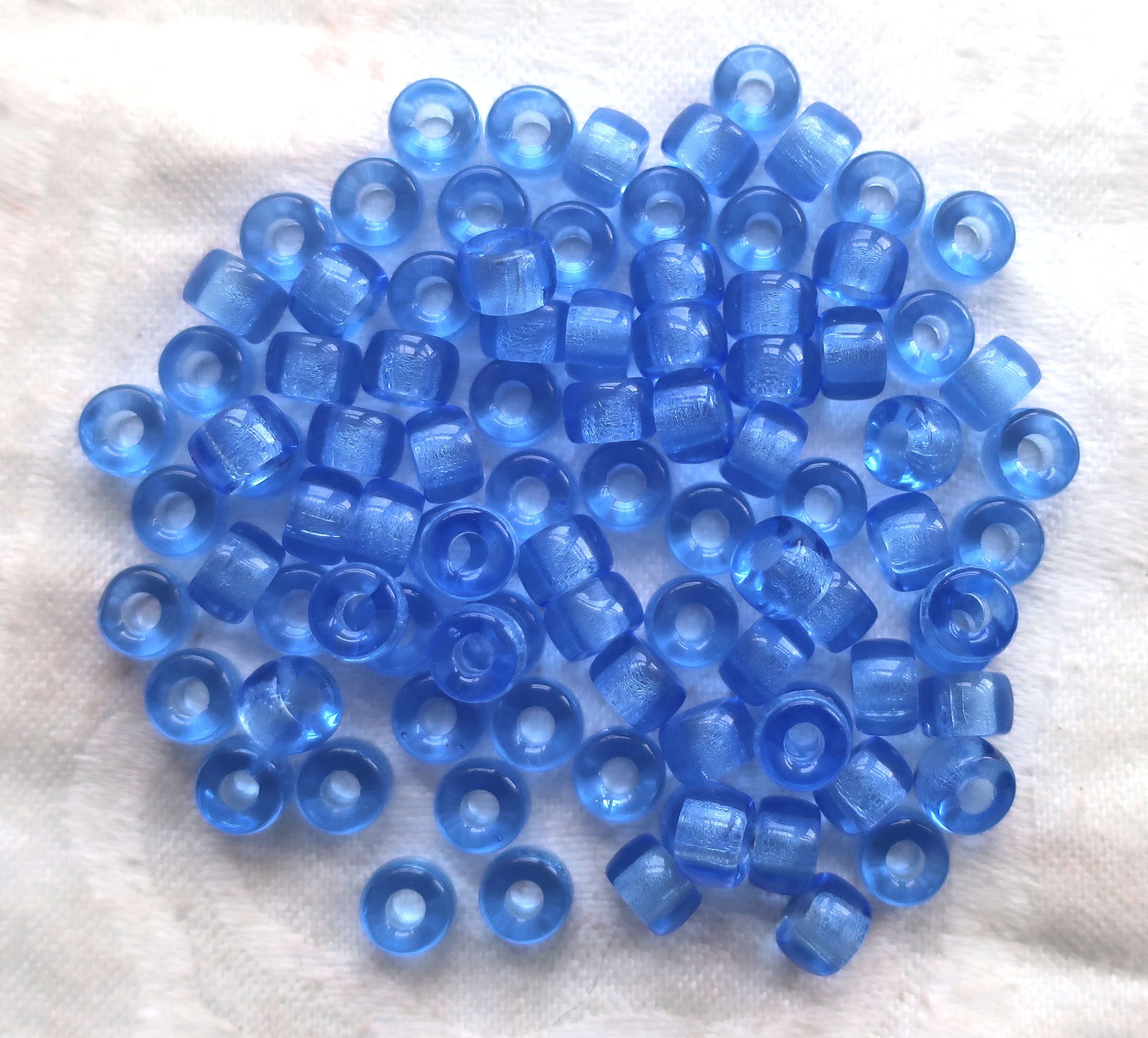 Lot of 50 6mm Czech glass pony beads, Transparent medium Sapphire blue