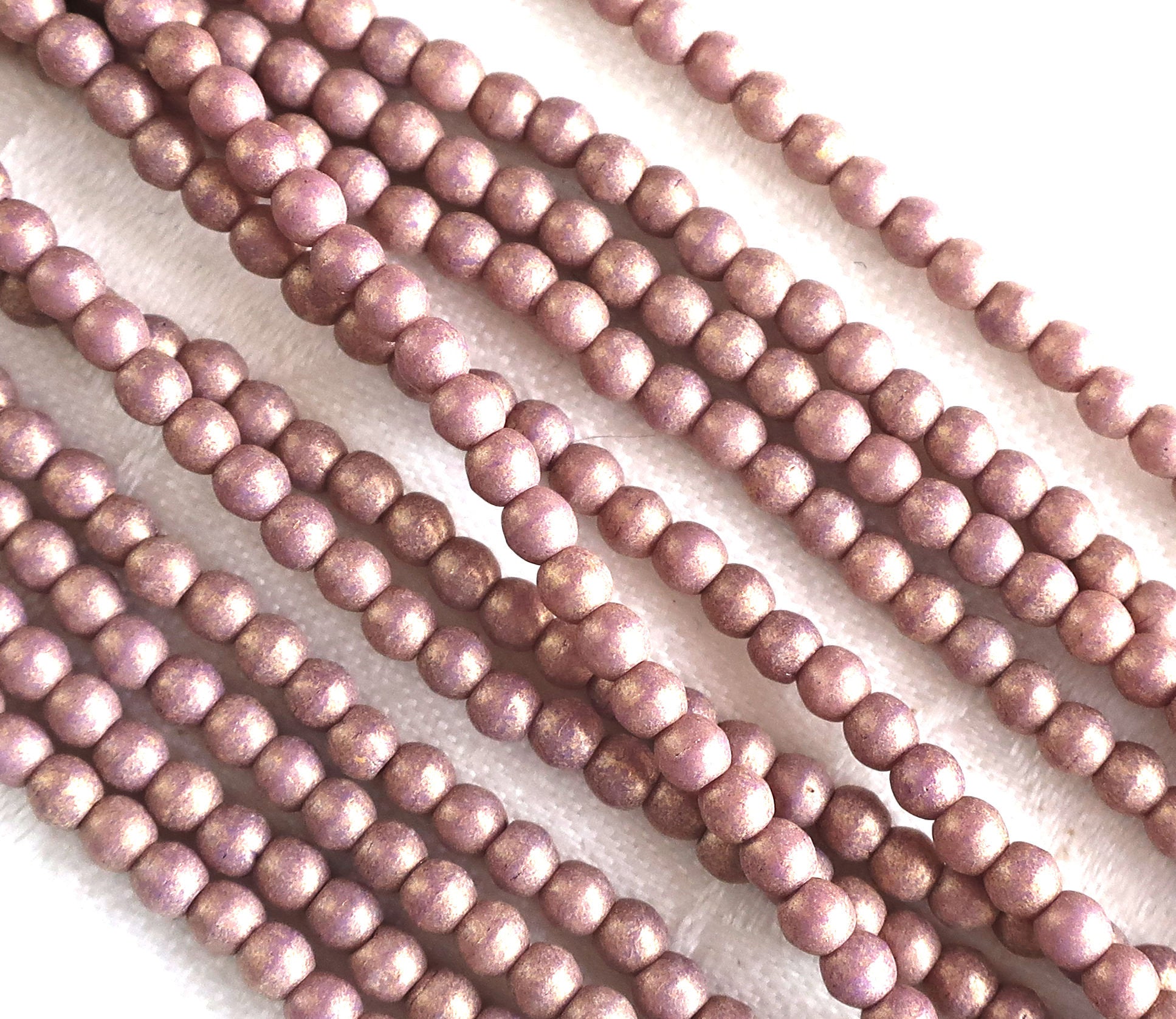 Lot of 100 3mm Pacifica Fig Czech glass druks, lavender, lilac, pink, purple smooth round druk beads C7701 - Glorious Glass Beads