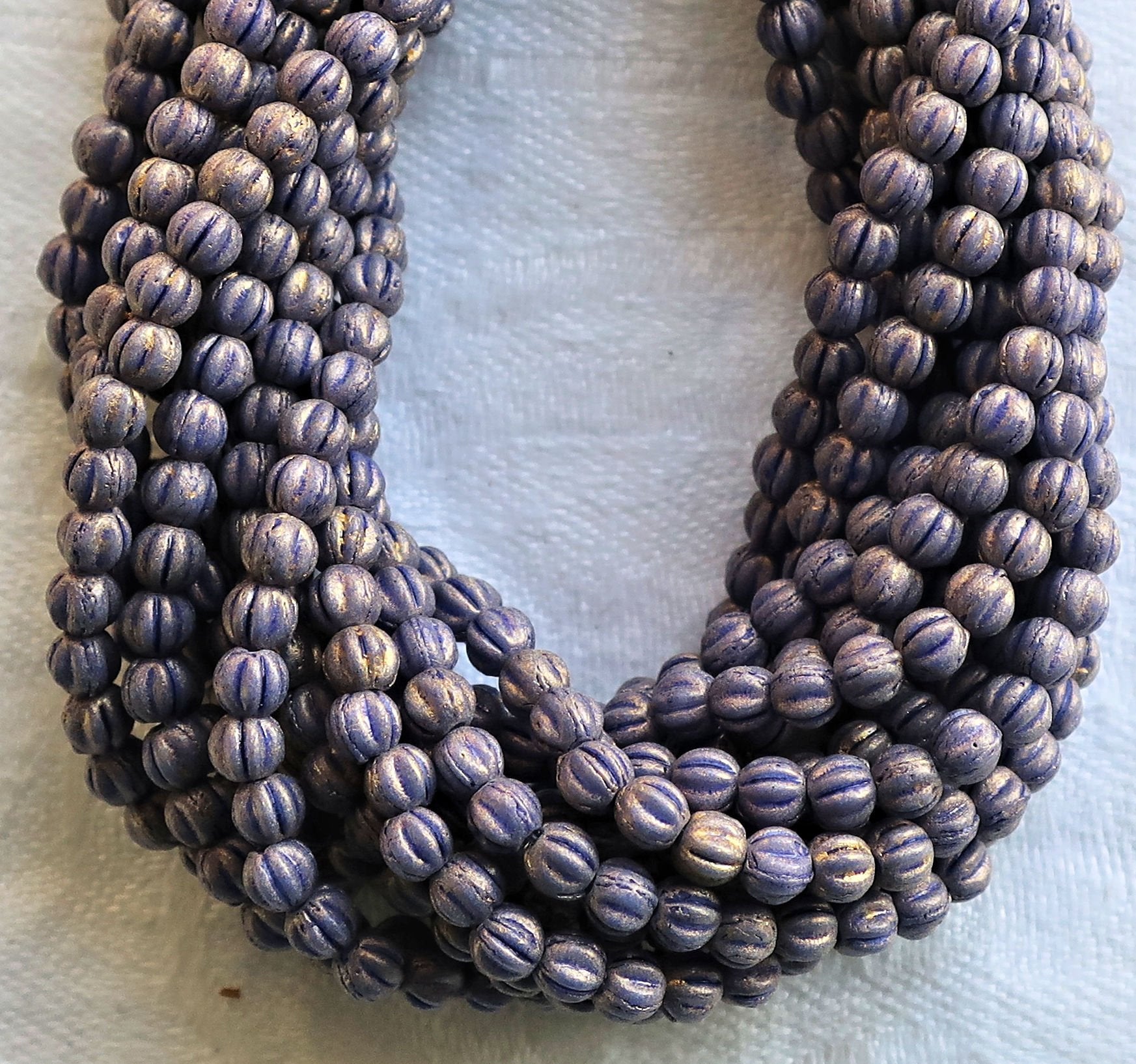 Lot of 100 3mm Czech glass melon beads - opaque Pacifica Elderbary - lilac - lavender - purple pressed glass beads - C05150 - Glorious Glass Beads