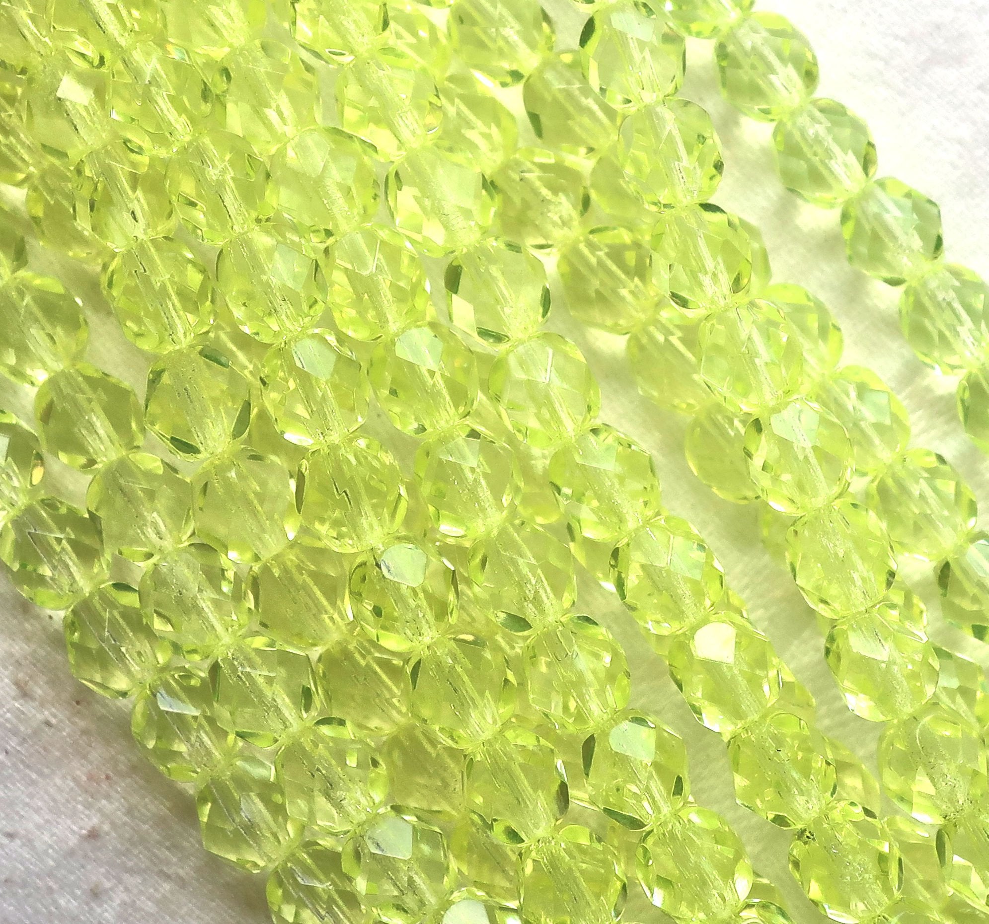 Lot of 25 6mm firepolished, faceted Czech glass beads, jonquil yellow round beads, C5425 - Glorious Glass Beads