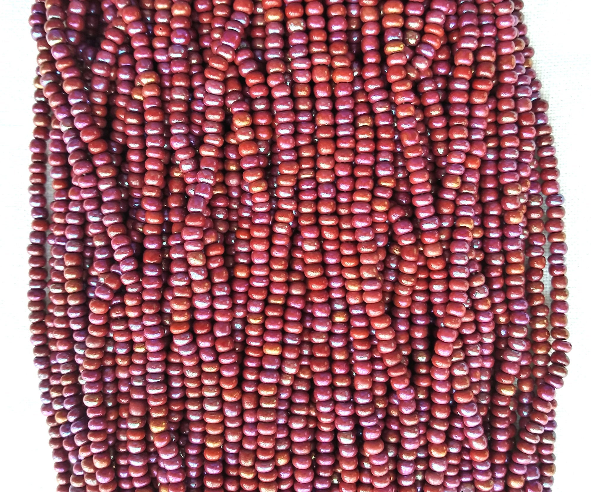 24 grams Czech glass seed beads - 6/0 light opaque red brown rainbow Preciosa Rocaille seed beads - C0101