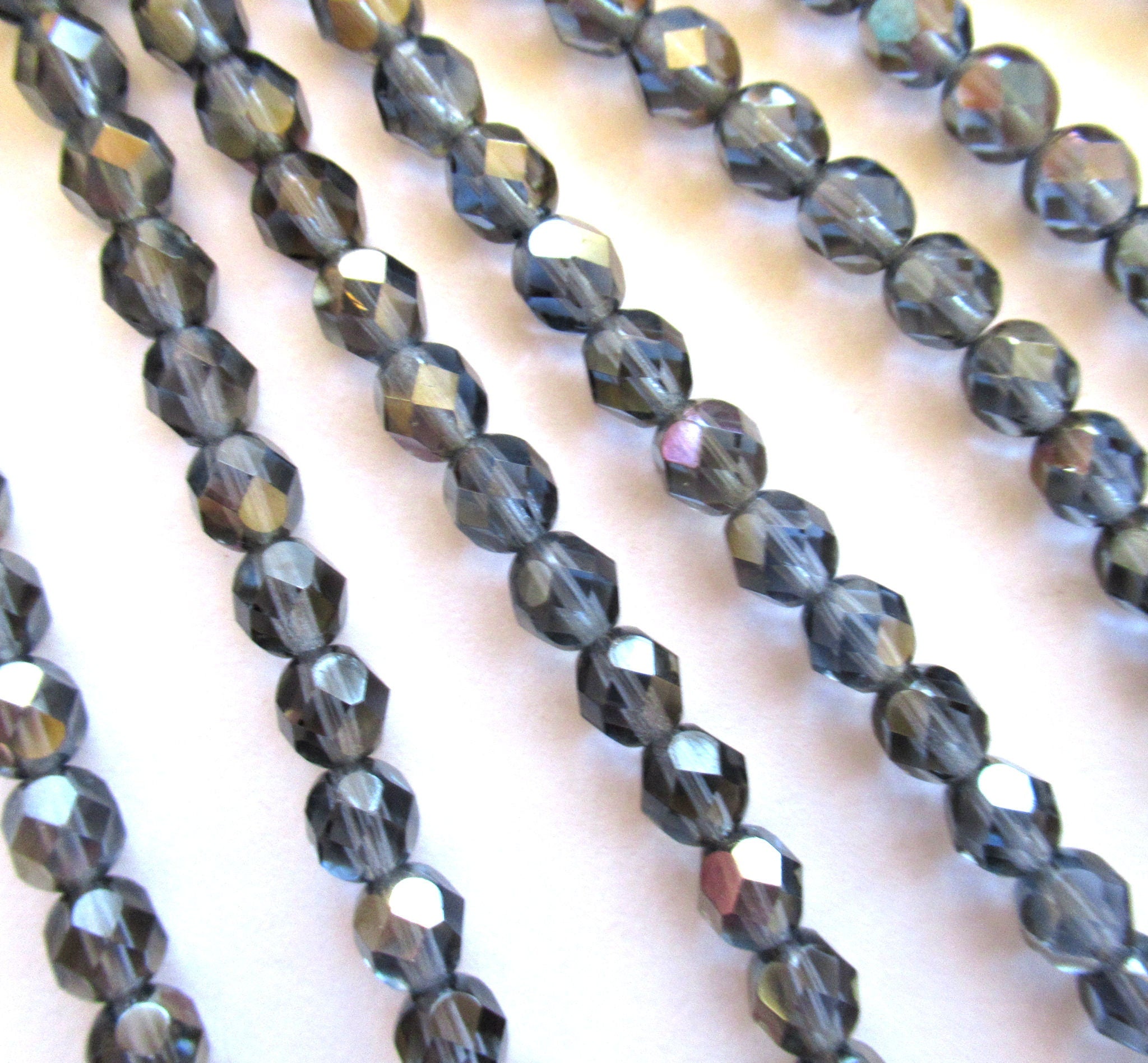 25 6mm Czech Glass beads - Montana blue luster fire polished faceted round glass beads C0005