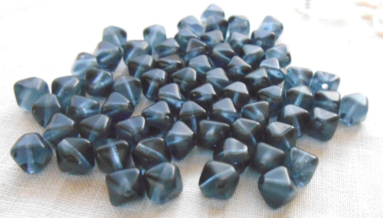 50 6mm Montana Blue bicones, pressed Czech glass beads, C2350