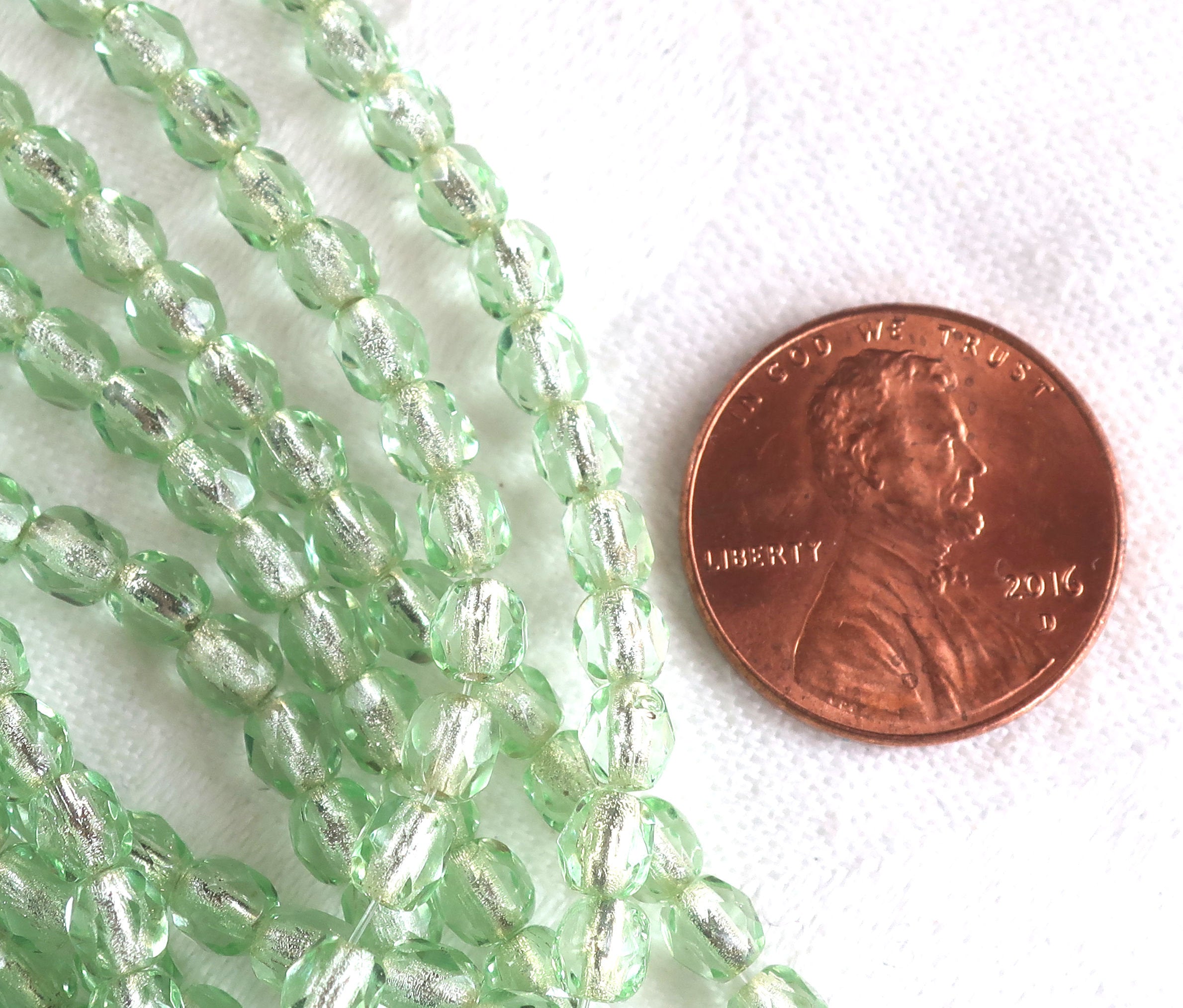 50 4mm Peridot, light green, silver lined Czech glass beads, fire polished faceted round glass beads C5550