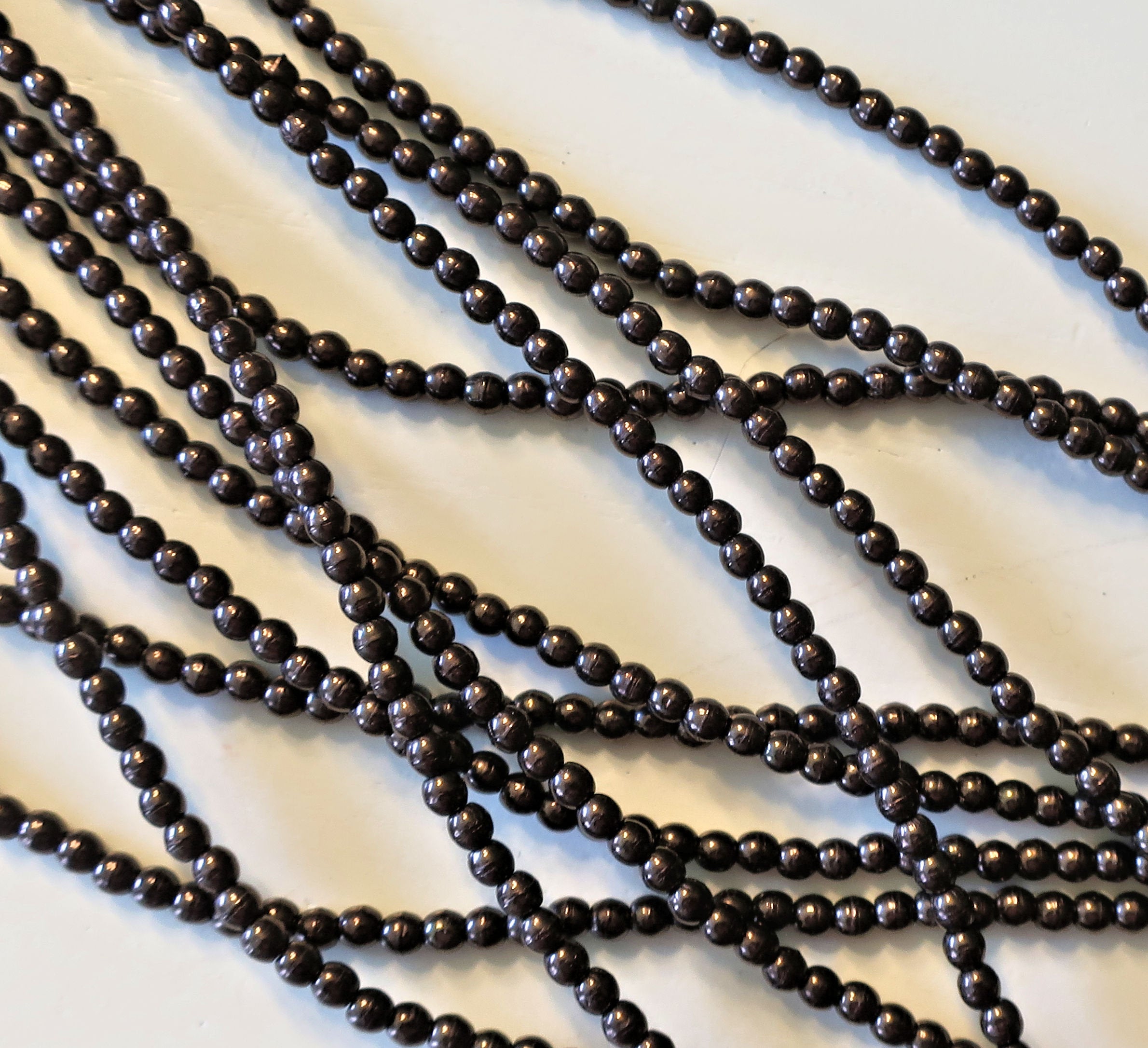 Lot of 100 3mm Dark Bronze Czech glass druks, smooth round dark brown druk beads C0601 - Glorious Glass Beads