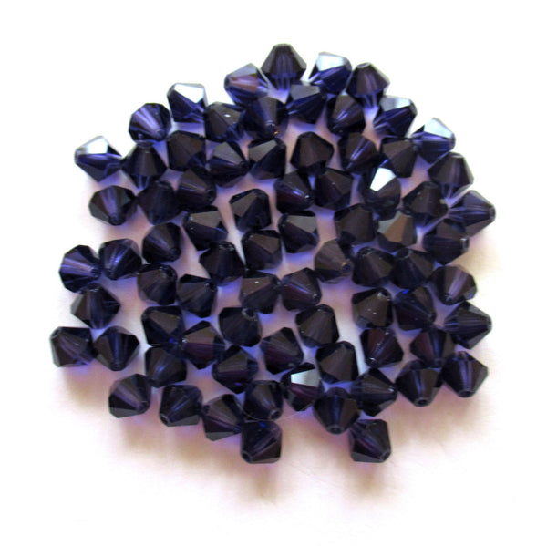 Lot of 24 6mm deep purple / tanzanite Czech Preciosa Crystal bicone beads - faceted glass bicones C0079