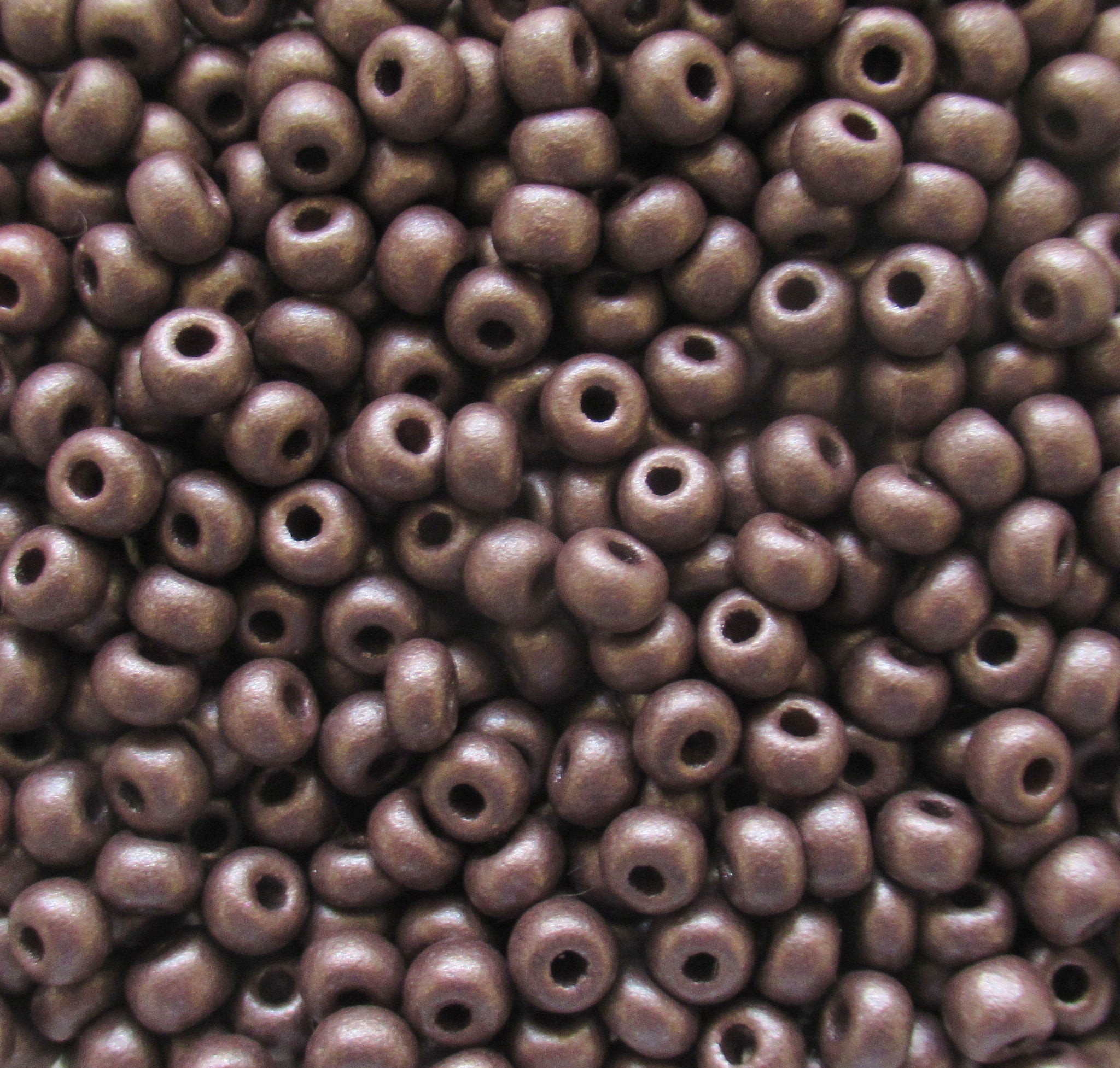 24 grams Czecj glass Preciosa rocaille seed beads - opaque matte chocolate pearl size 6 spacer beads - C0019