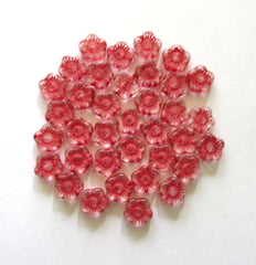 Lot (23) Czech pink marble gold gilt teardrop glass beads 20mm