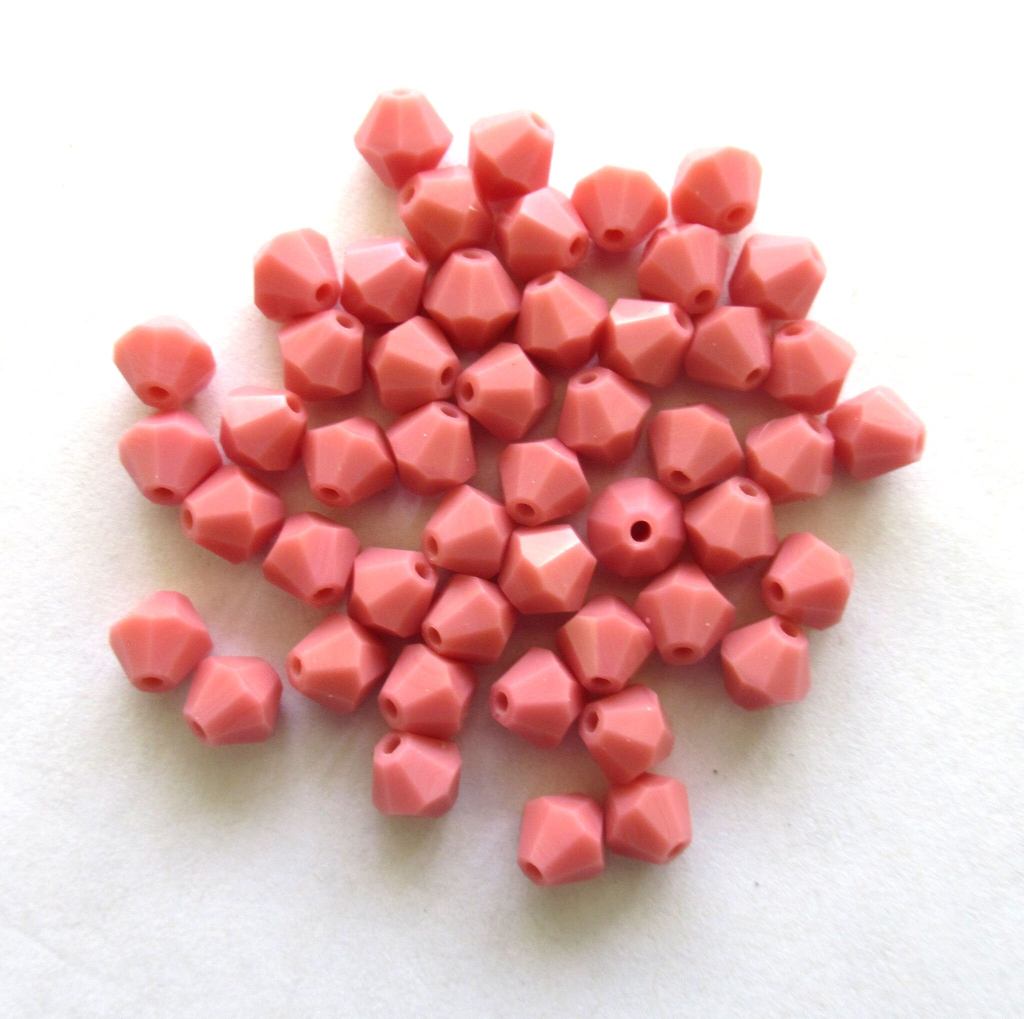 Lot of 24 6mm Czech glass Preciosa Crystal bicone beads - dark opaque pink faceted glass bicones C00761