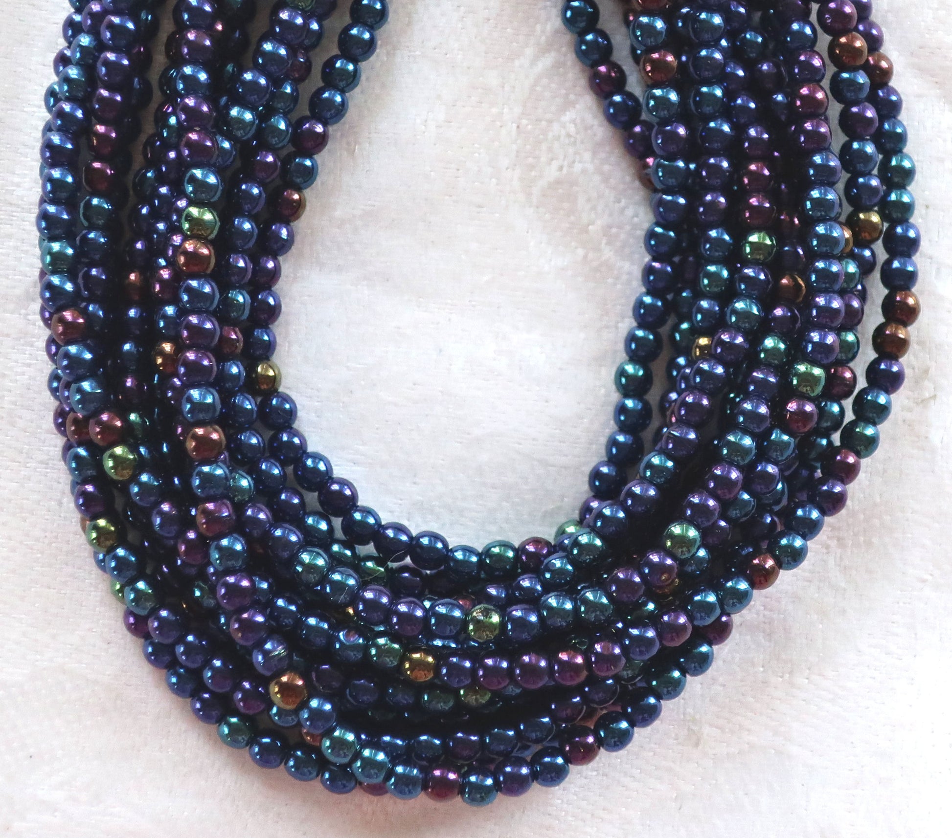 Lot of 100 3mm blue iris Czech glass druks, smooth round druk beads C2401 - Glorious Glass Beads