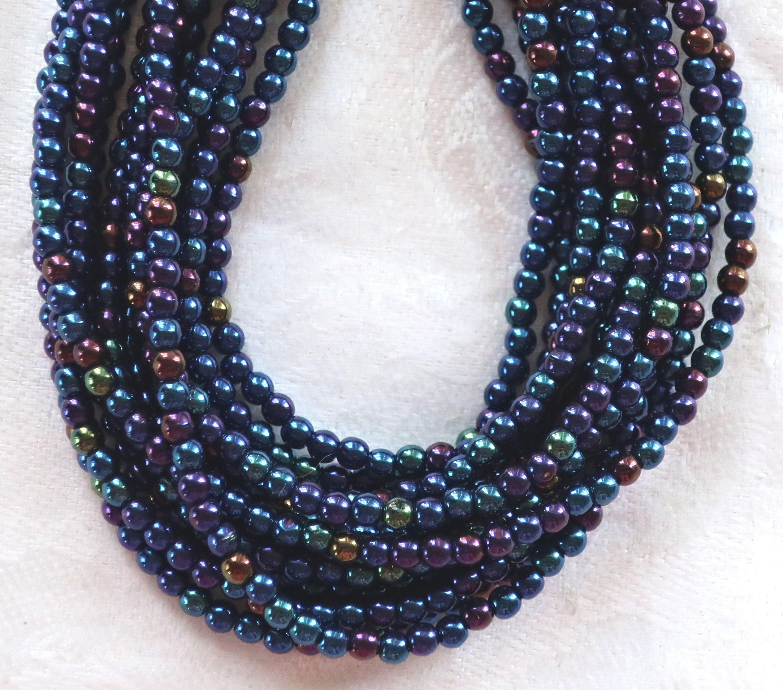 Lot of 100 3mm blue iris Czech glass druks, smooth round druk beads C2401 - Glorious Glass Beads