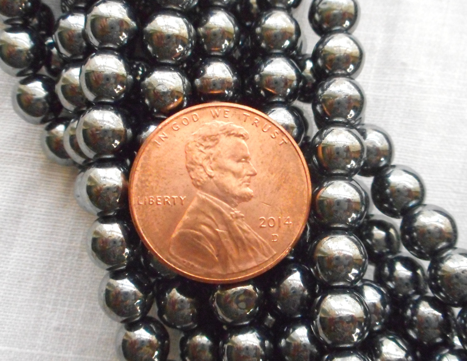 Lot of 50 Czech glass druks - 6mm Gray Metallic Hematite smooth roundround druk beads,C9850 - Glorious Glass Beads