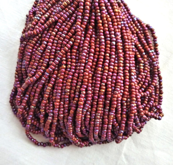 24 grams Czech glass seed beads - 6/0 light opaque red brown rainbow Preciosa Rocaille seed beads - C0101