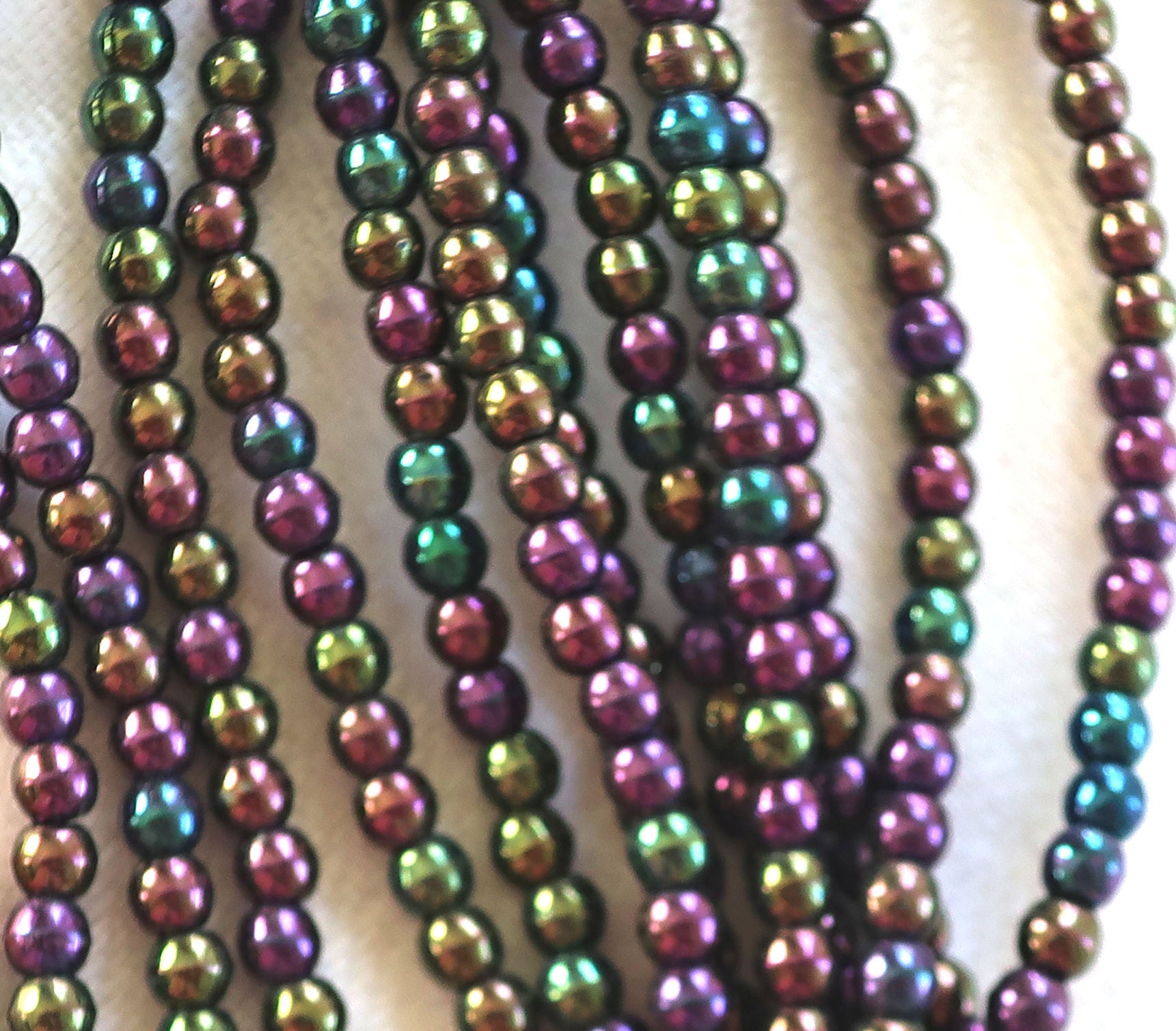 Lot of 100 3mm purple iris Czech glass druks, smooth round druk beads C2401 - Glorious Glass Beads