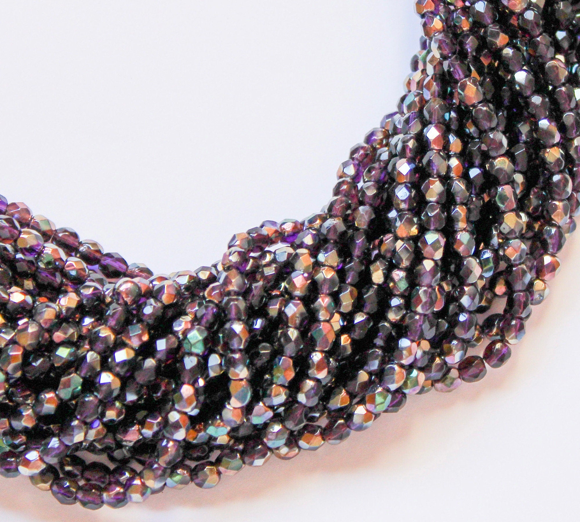 50 4mm purple or tanzanite celsian Czech glass beads, round, faceted fire polished beads C0016