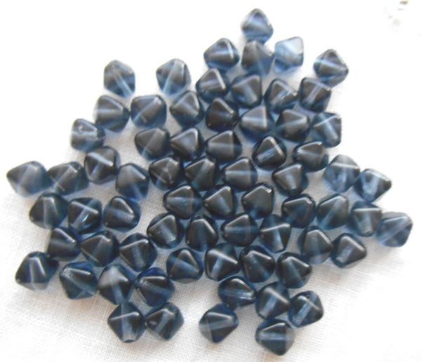 50 6mm Montana Blue bicones, pressed Czech glass beads, C2350