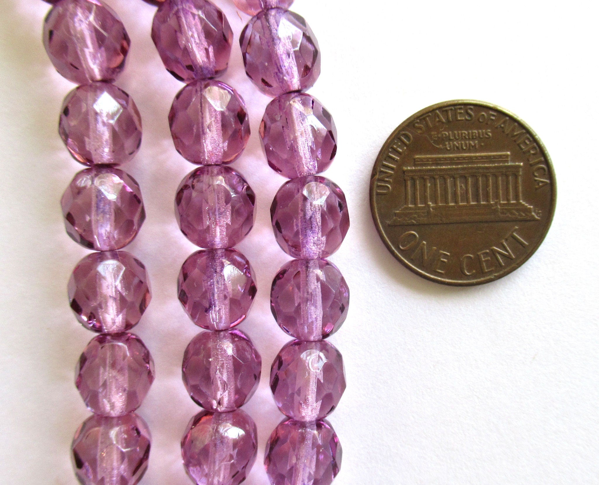 25 8mm Czech glass beads - coated light tanzanite faceted fire polished round beads C0028
