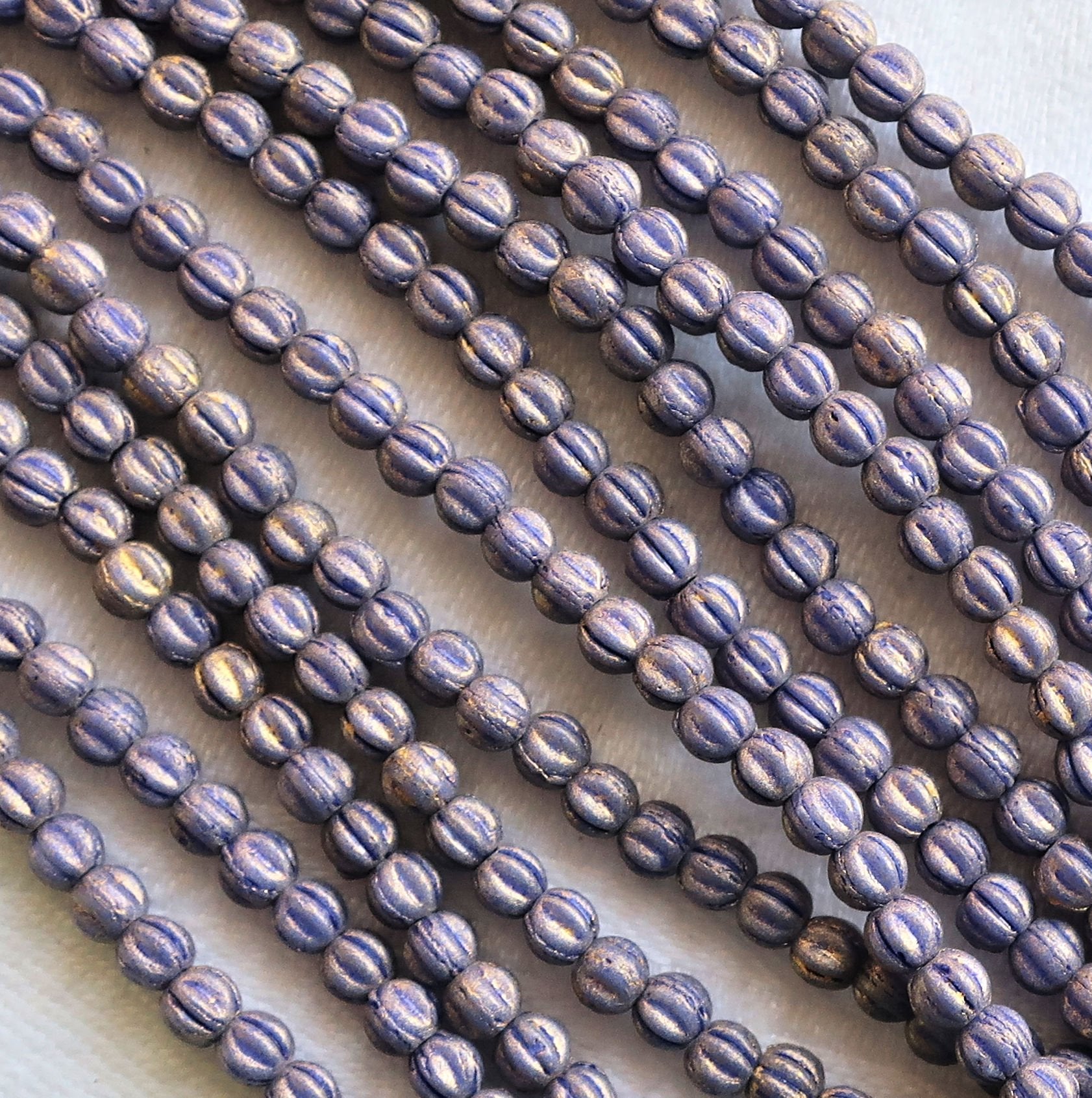 Lot of 100 3mm Czech glass melon beads - opaque Pacifica Elderbary - lilac - lavender - purple pressed glass beads - C05150 - Glorious Glass Beads