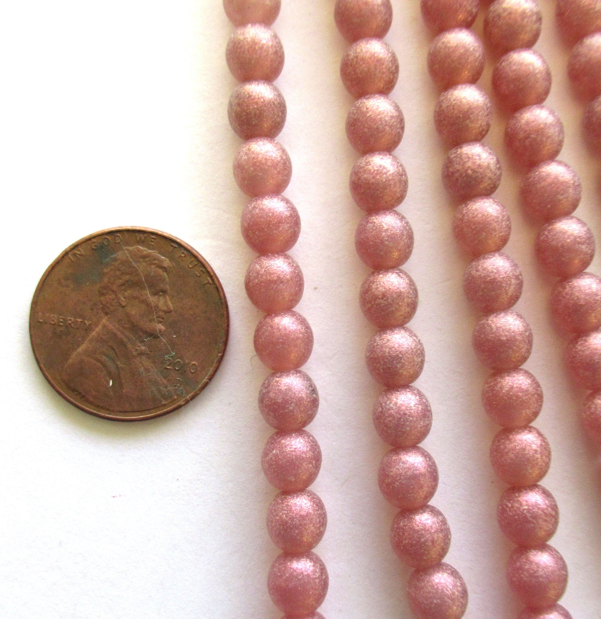 50 6mm Czech glass druk beads - Matte Cosmic Twinkle Milky Pink smooth round druks - C0048