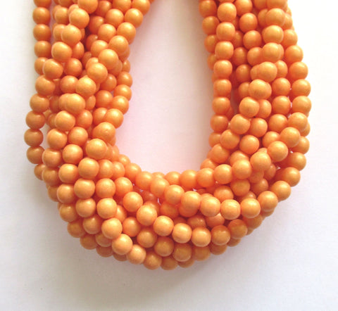 50 6mm Czech glass beads - Pacifica tangerine opaque orange druks - smooth round druk beads C00031