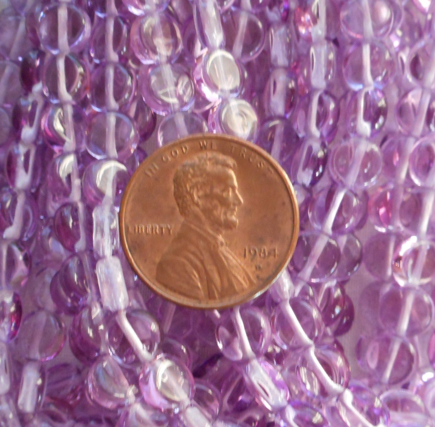 50 6mm Czech glass flat round light Tanzanite, Lavender or Purple beads, little coin or disc beads C6850