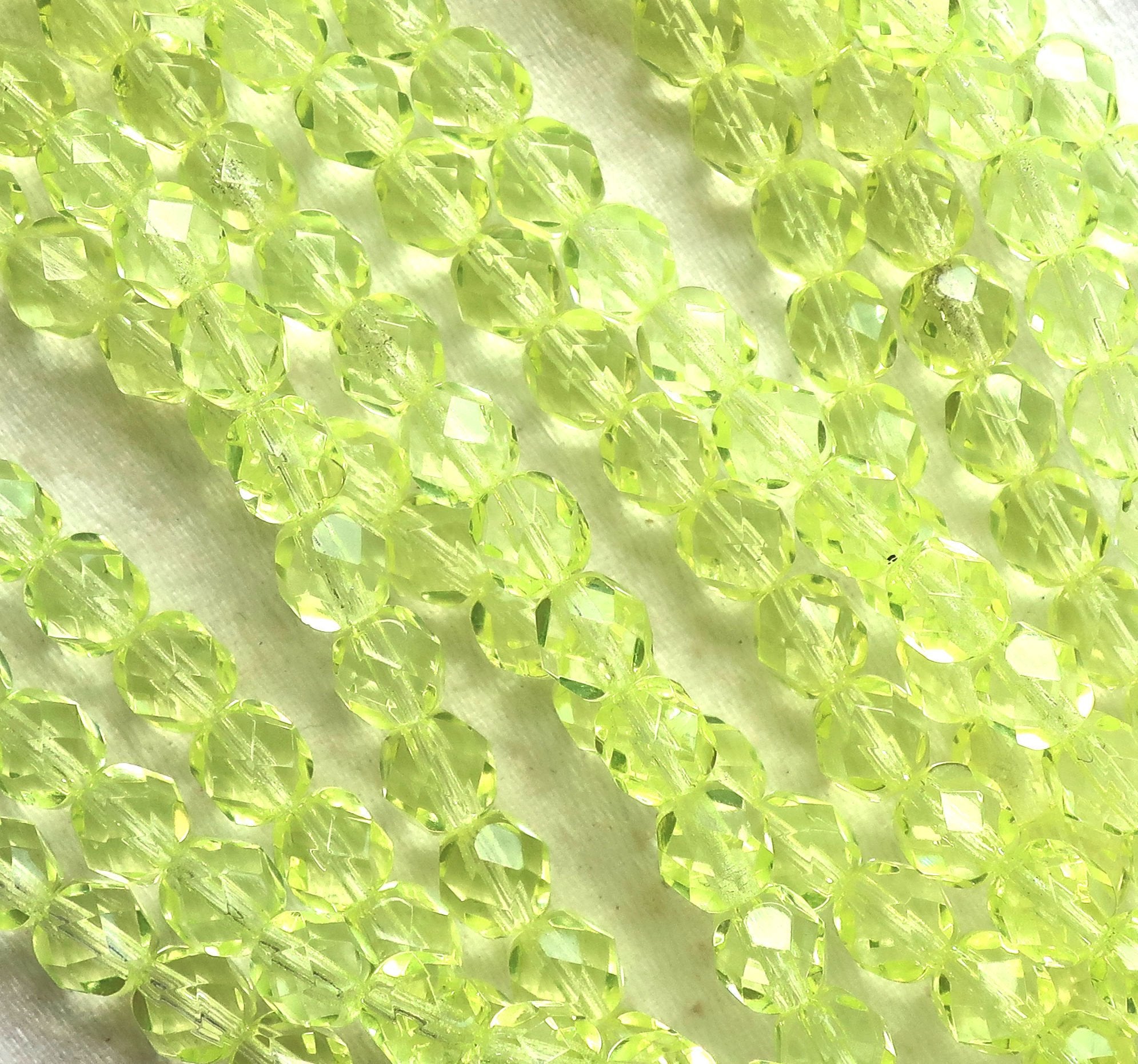 Lot of 25 6mm firepolished, faceted Czech glass beads, jonquil yellow round beads, C5425 - Glorious Glass Beads