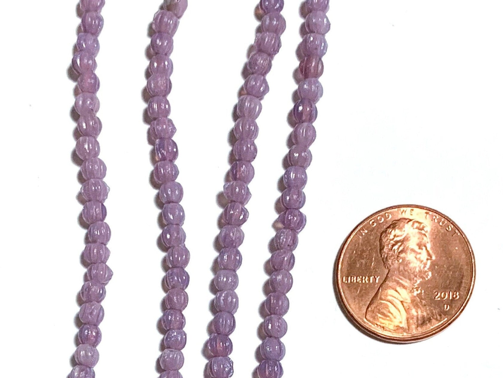 100 3mm milky purple amethyst melon beads, Czech pressed glass beads C0221