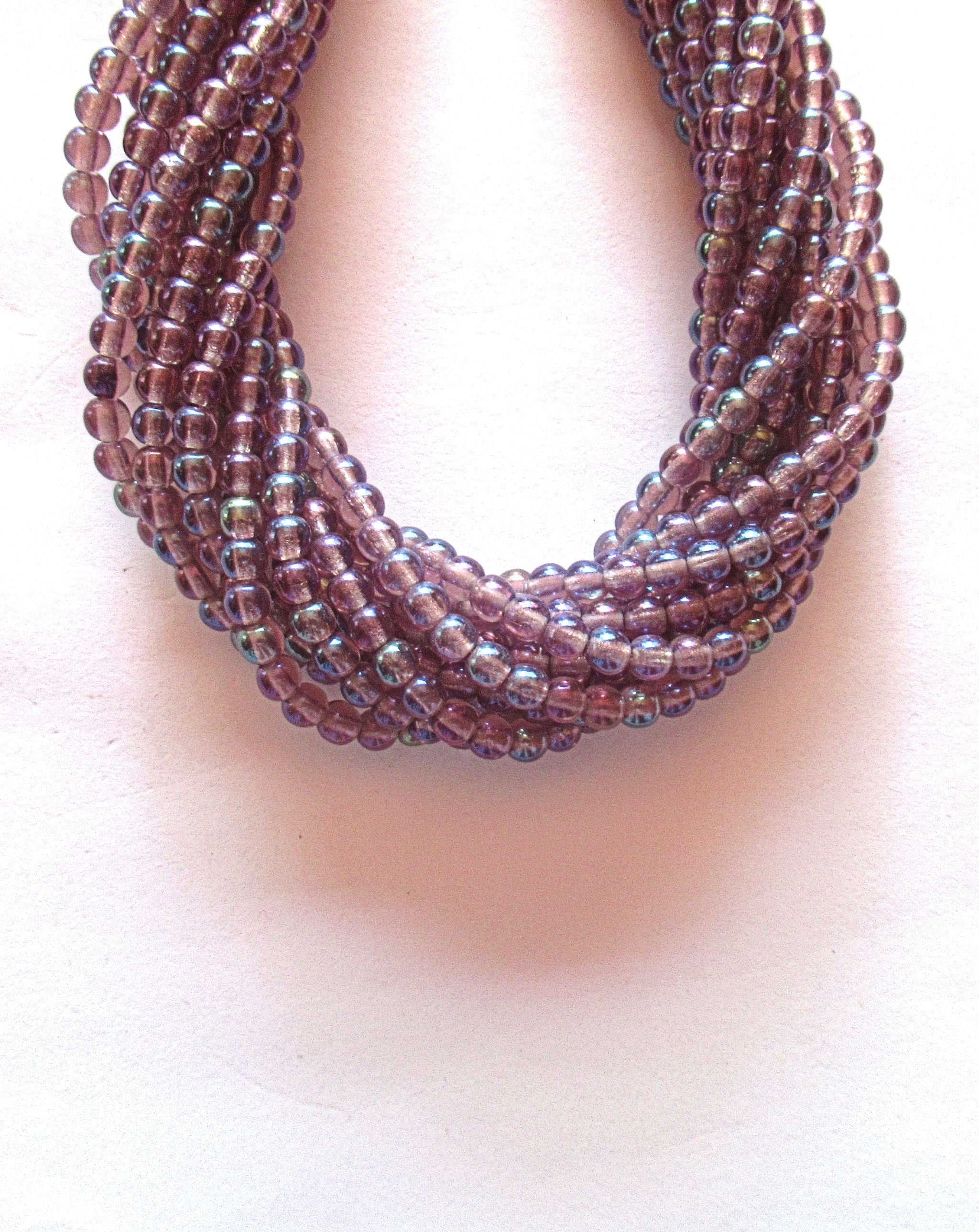 Lot of 100 4mm luster iris amethyst Czech glass druk beads, smooth round druks, C0084