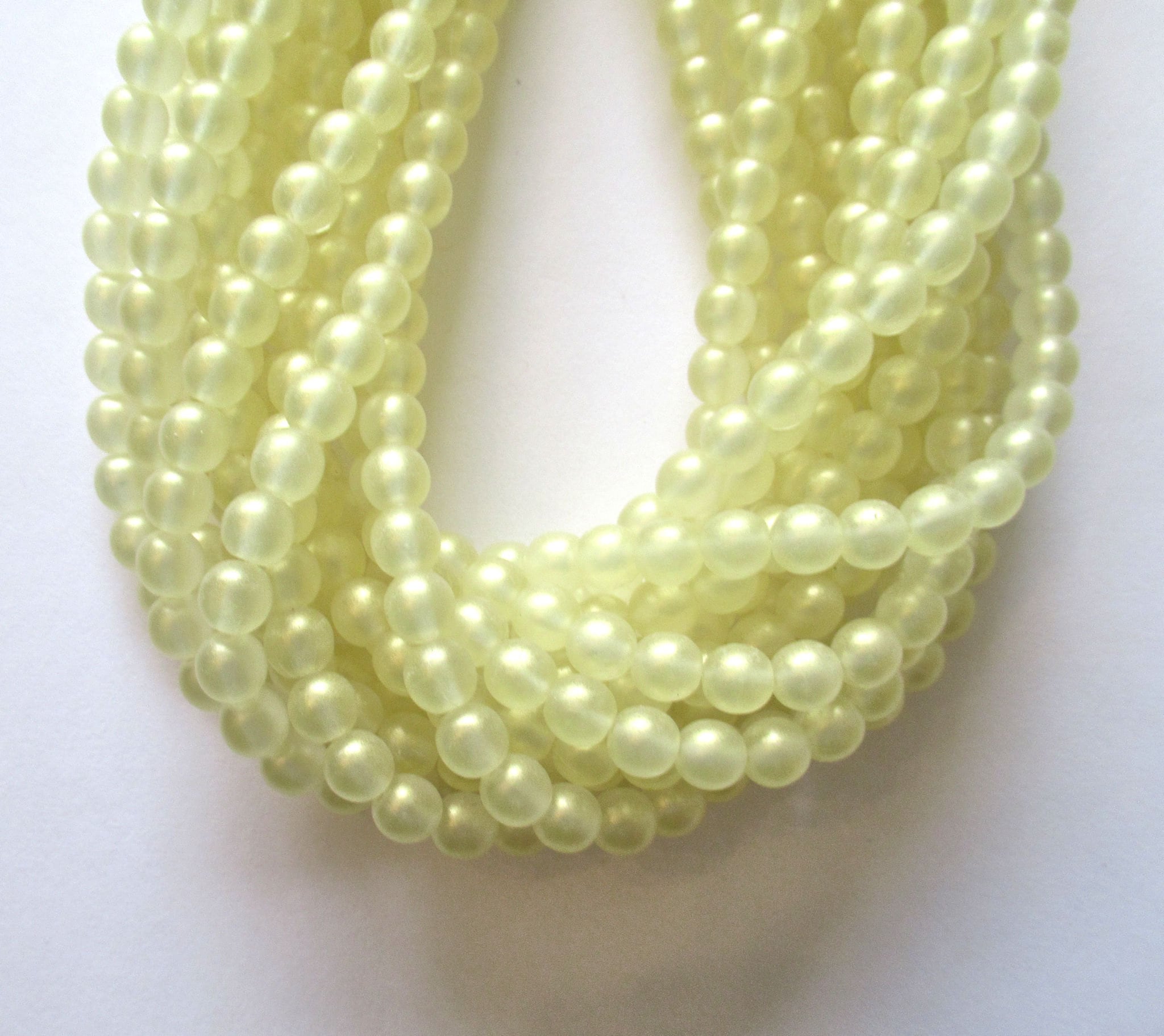 50 6mm Czech glass druk beads - Sueded Gold jonquil lemon yellow smooth round druks - C0056
