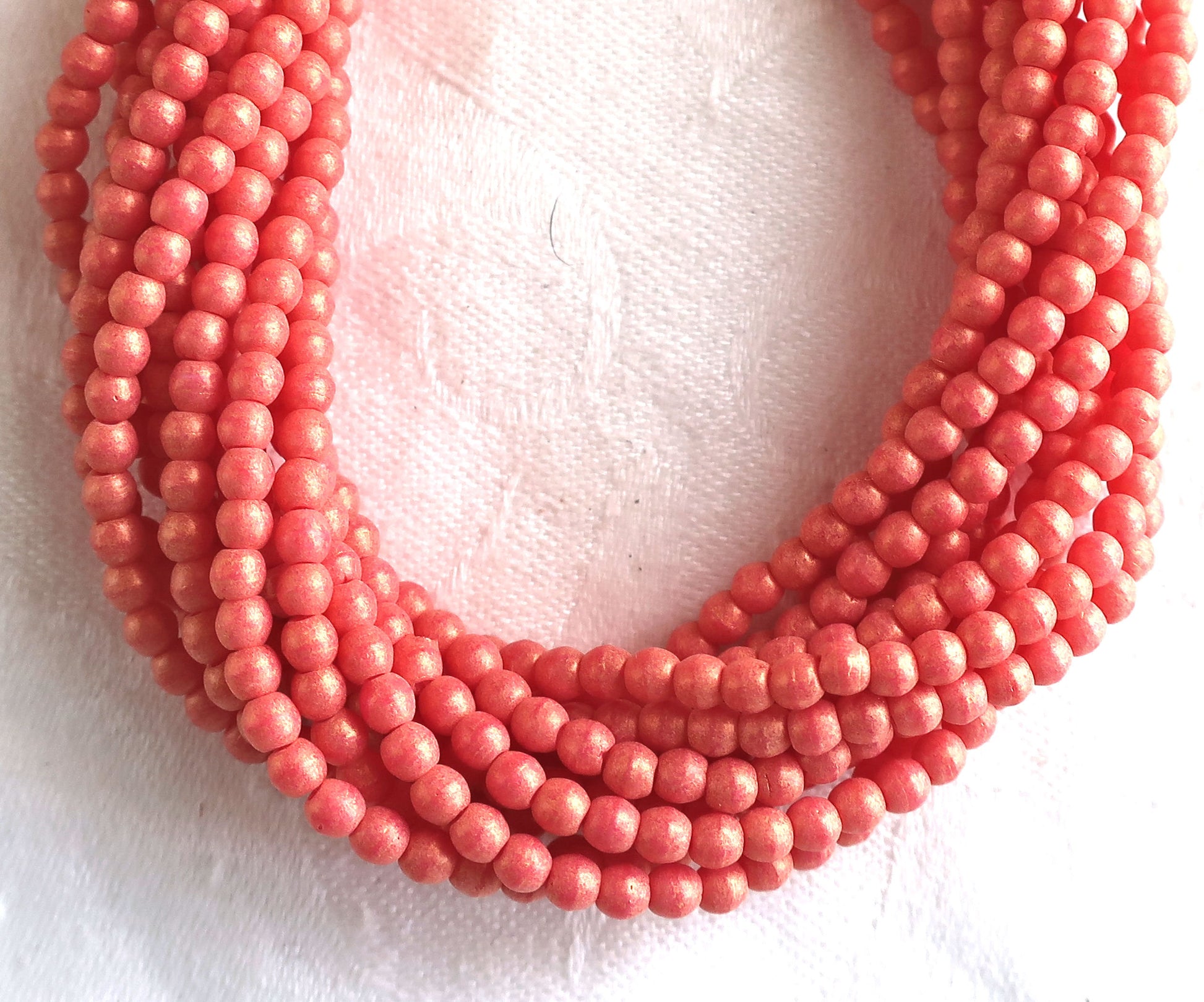 Lot of 100 3mm Pacifica Watermelon red, pink, Czech glass druks; pressed glass, smooth, round druk beads C7701 - Glorious Glass Beads