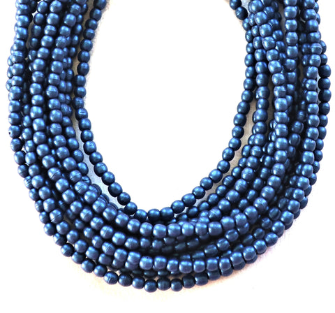 Lot of 100 3mm metallic suede blue Czech glass druks, smooth round druk beads C5601 - Glorious Glass Beads