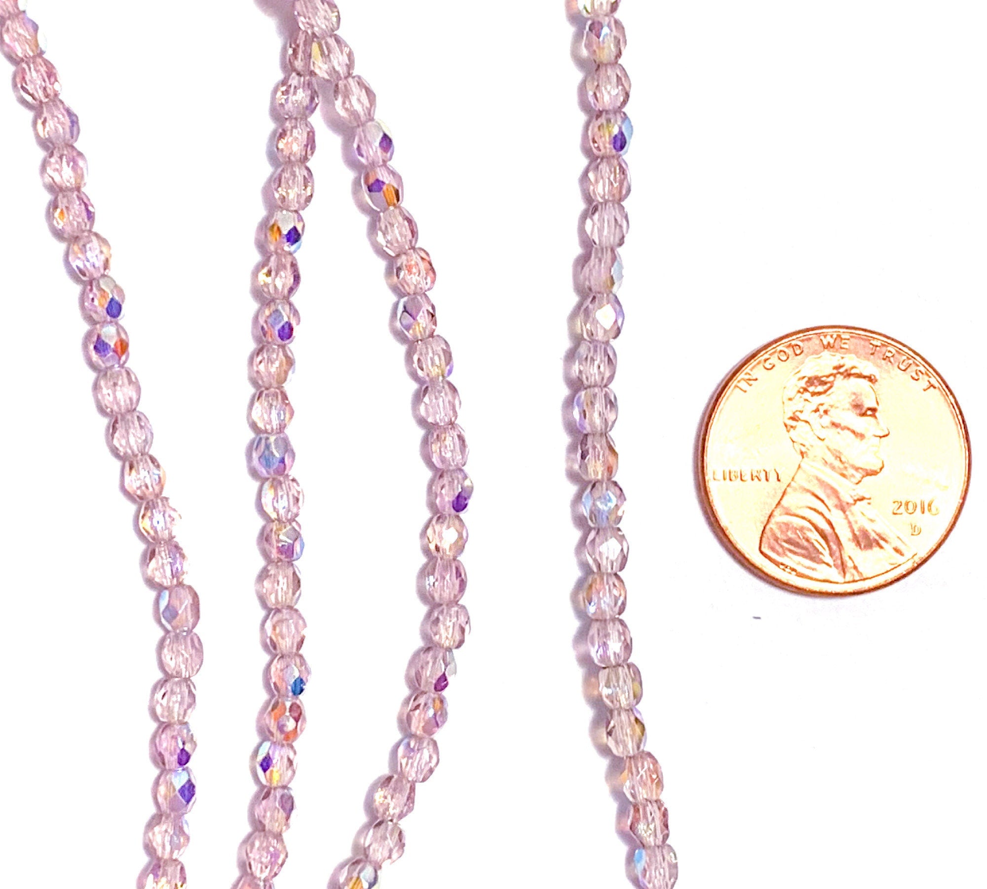 50 3mm light amethyst purple AB Czech glass beads, round, faceted fire polished beads C0095