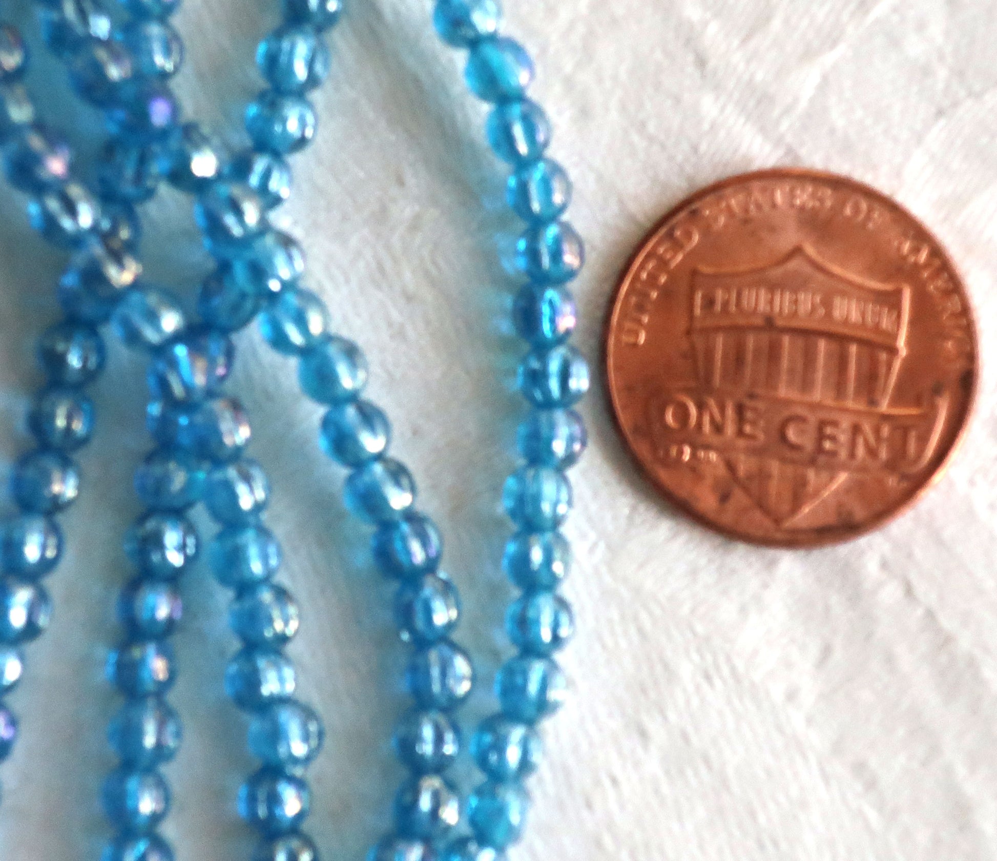 Lot of 100 3mm Czech glass melon beads, Luster Iris Capri Blue pressed glass beads C53150 - Glorious Glass Beads