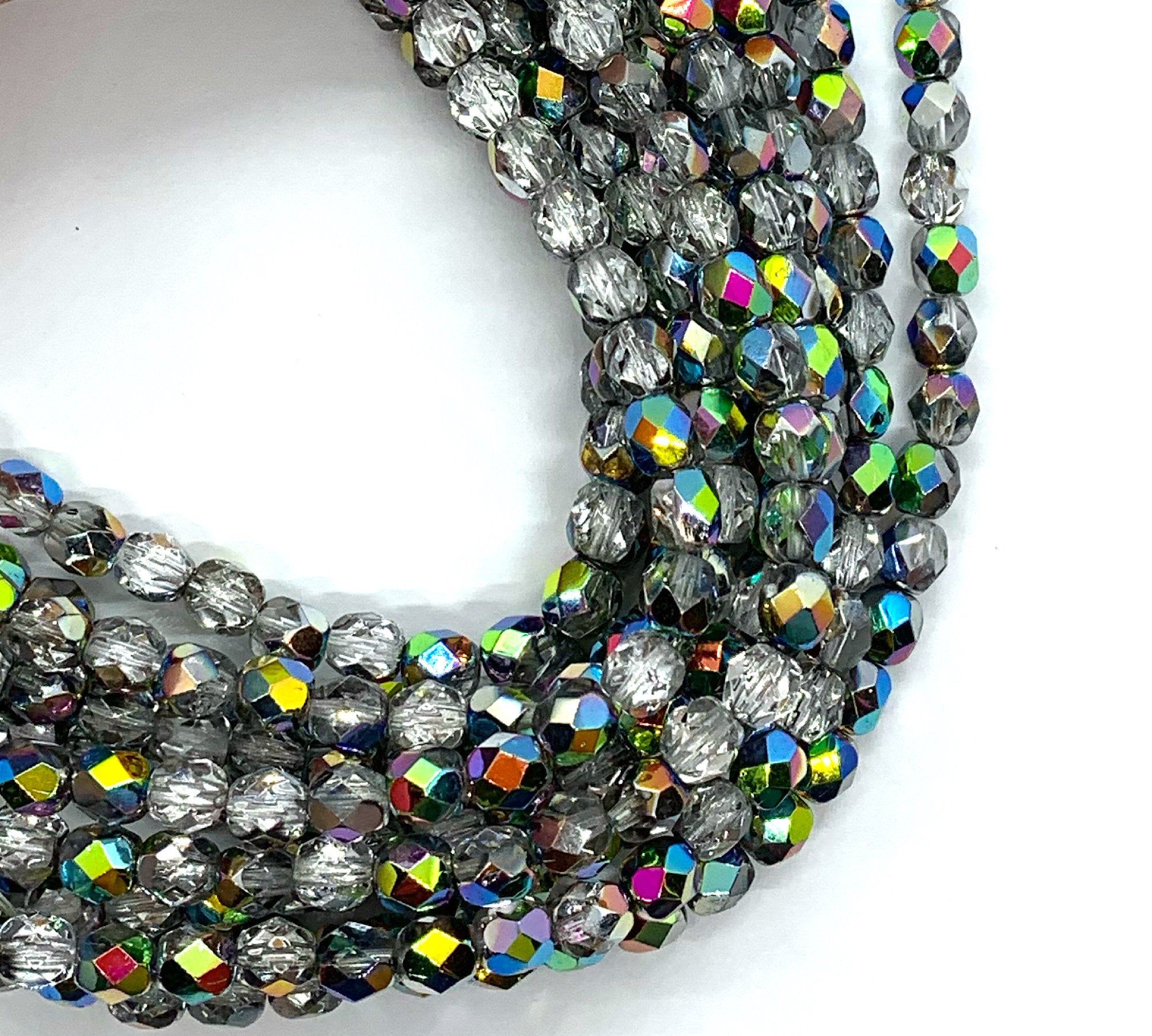 25 faceted round Czech glass beads - 6mm fire polished crystal vitral beads - C0054