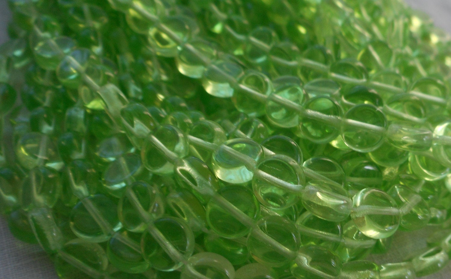 50 6mm Czech glass flat round Peridot or Lime Green beads, little coin or disc beads C5350