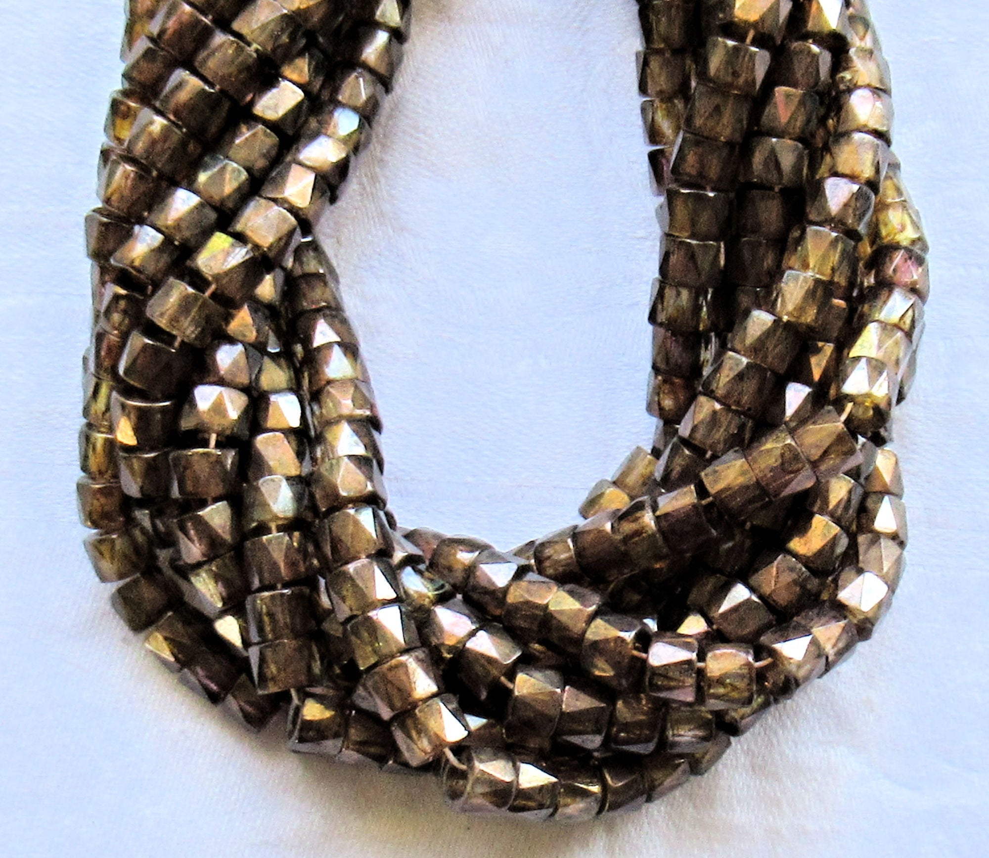 50 6mm Czech glass pony beads - Lumi Brown crow, roller beads - large hole iridescent brown faceted fire polished beads, C15150 - Glorious Glass Beads