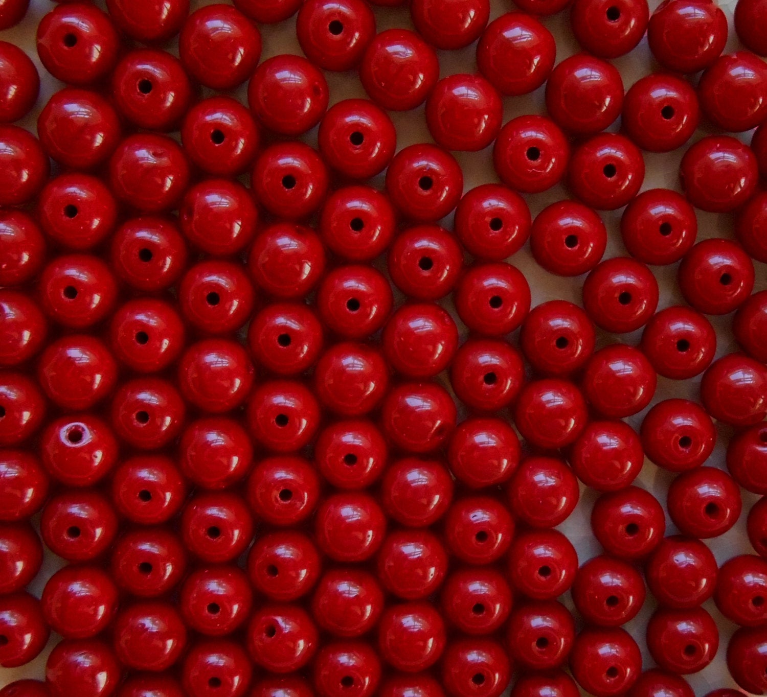Fifty 6mm Czech Opaque Blood Red smooth round druk beads, deep red glass beads C3601