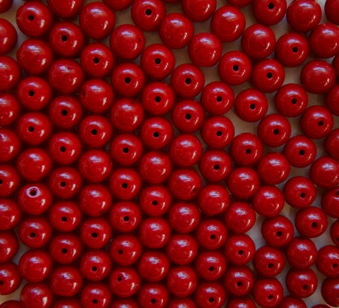 Fifty 6mm Czech Opaque Blood Red smooth round druk beads, deep red glass beads C3601