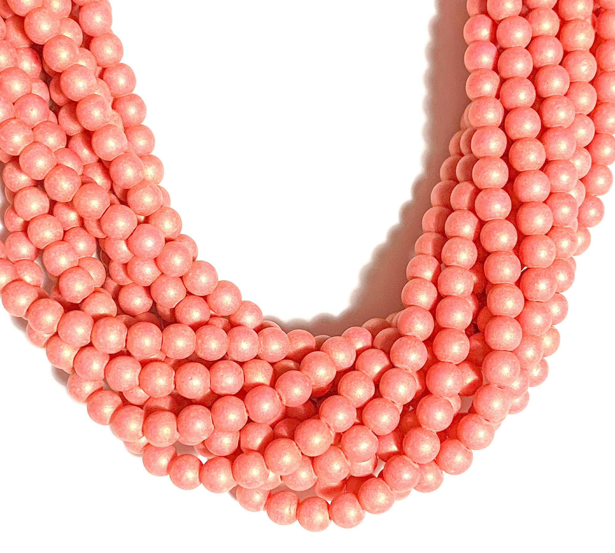 50 6mm Czech glass beads - Pacifica watermelon pink druks - smooth round druk beads C0031