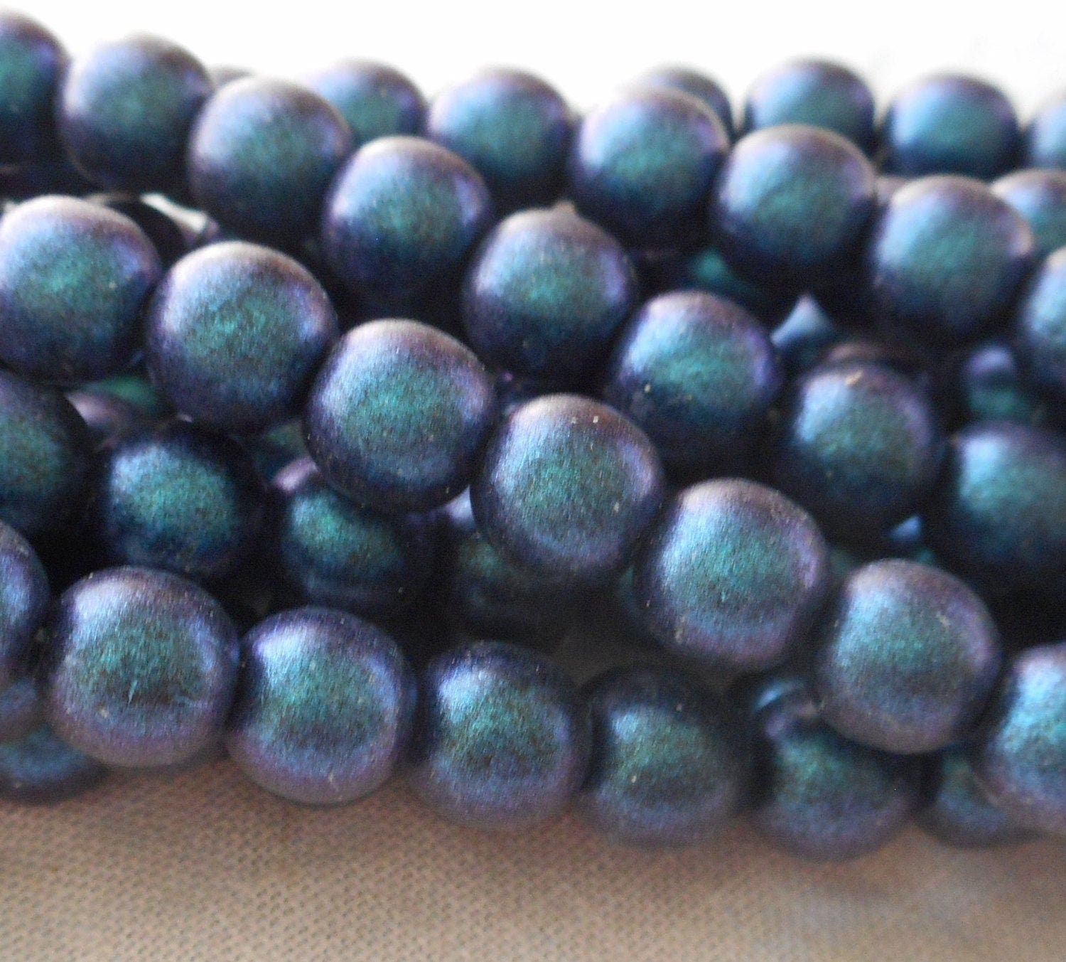 50 6mm Czech glass beads, Polychrome Indigo Orchid, Matte Navy Blue smooth round druk beads C31150