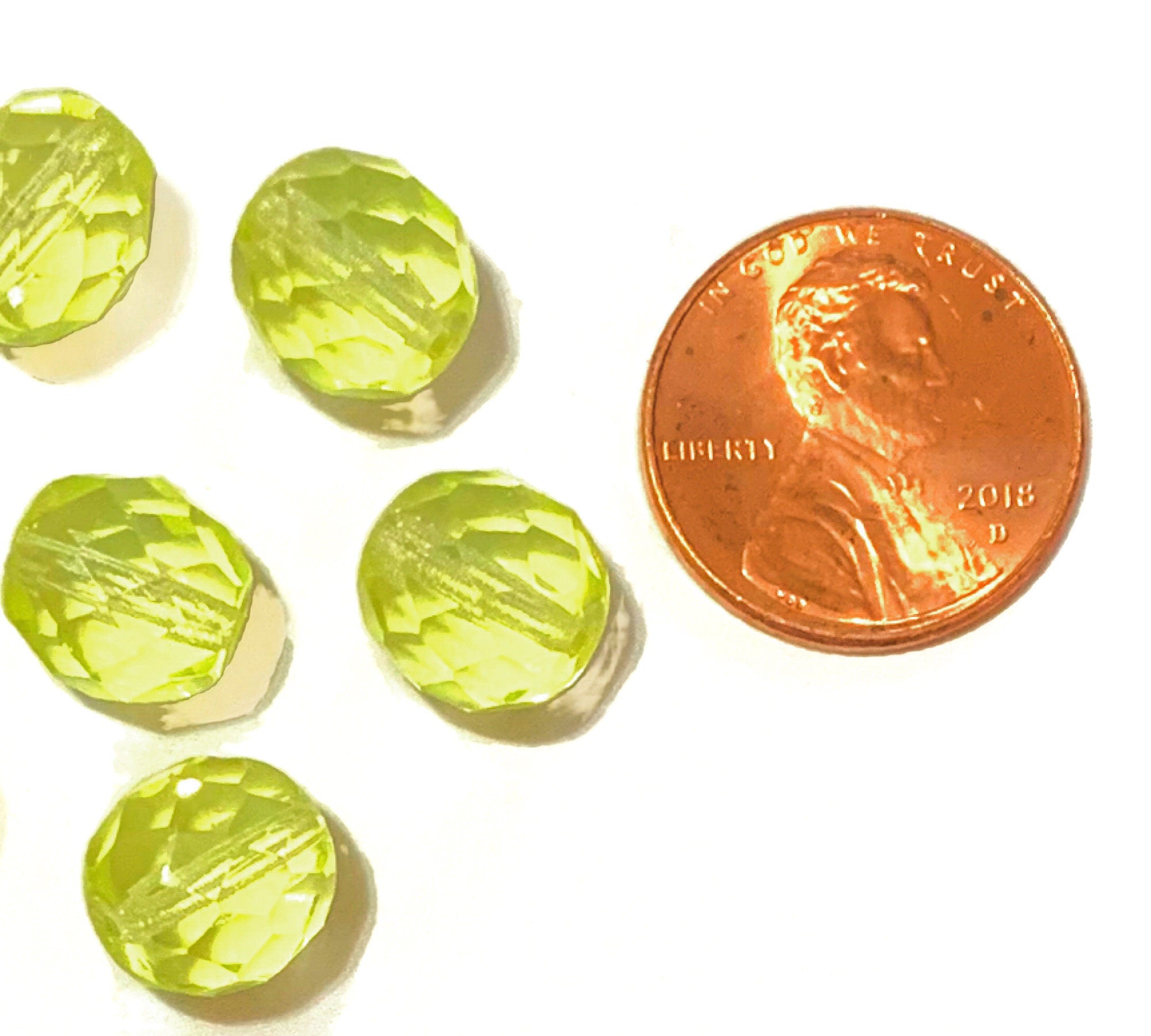 Twenty Czech glass fire polished faceted round beads - 10mm jonquil yellow beads C0101