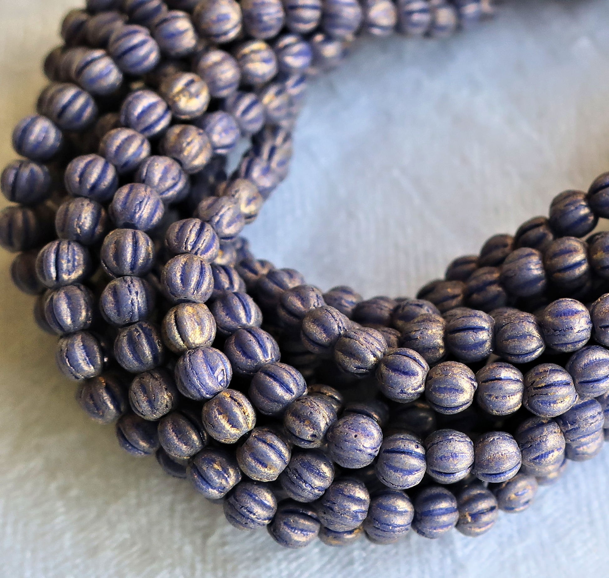 Lot of 100 3mm Czech glass melon beads - opaque Pacifica Elderbary - lilac - lavender - purple pressed glass beads - C05150 - Glorious Glass Beads