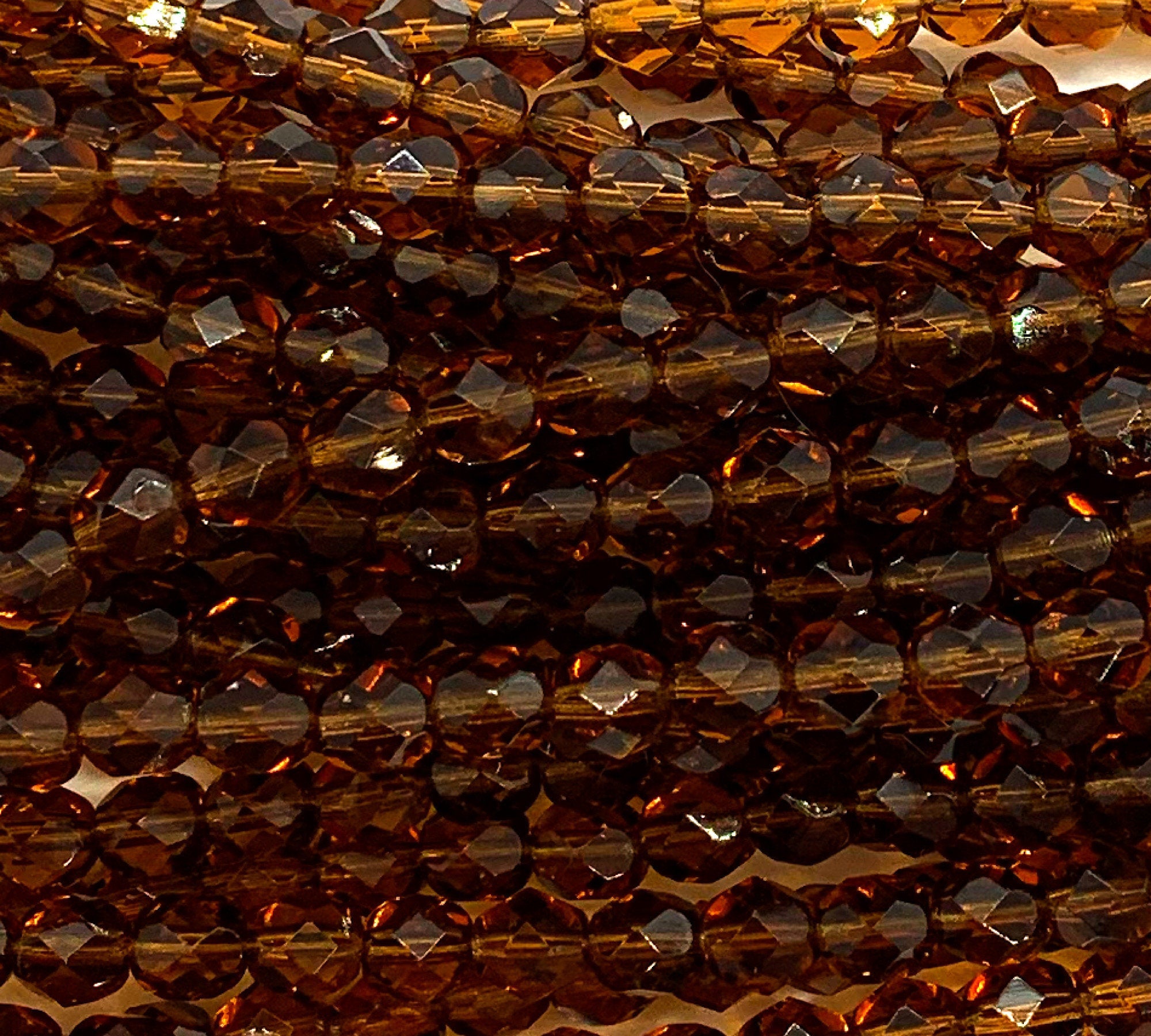 25 faceted round Czech glass beads - 6mm fire polished smoky topaz or transparent brown beads - C0093