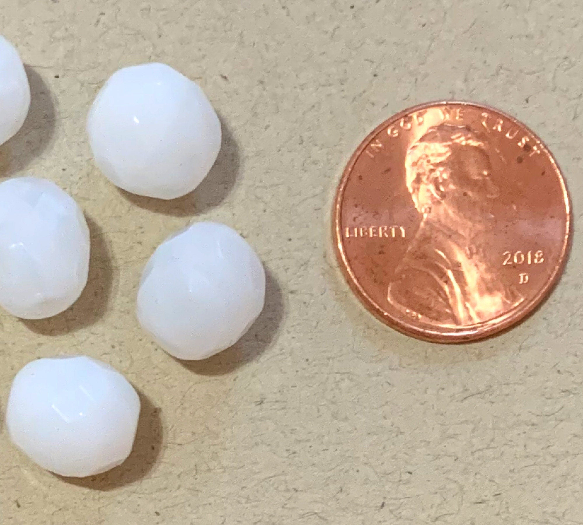 Twenty Czech glass fire polished faceted round beads - 10mm milky white opal beads C0001