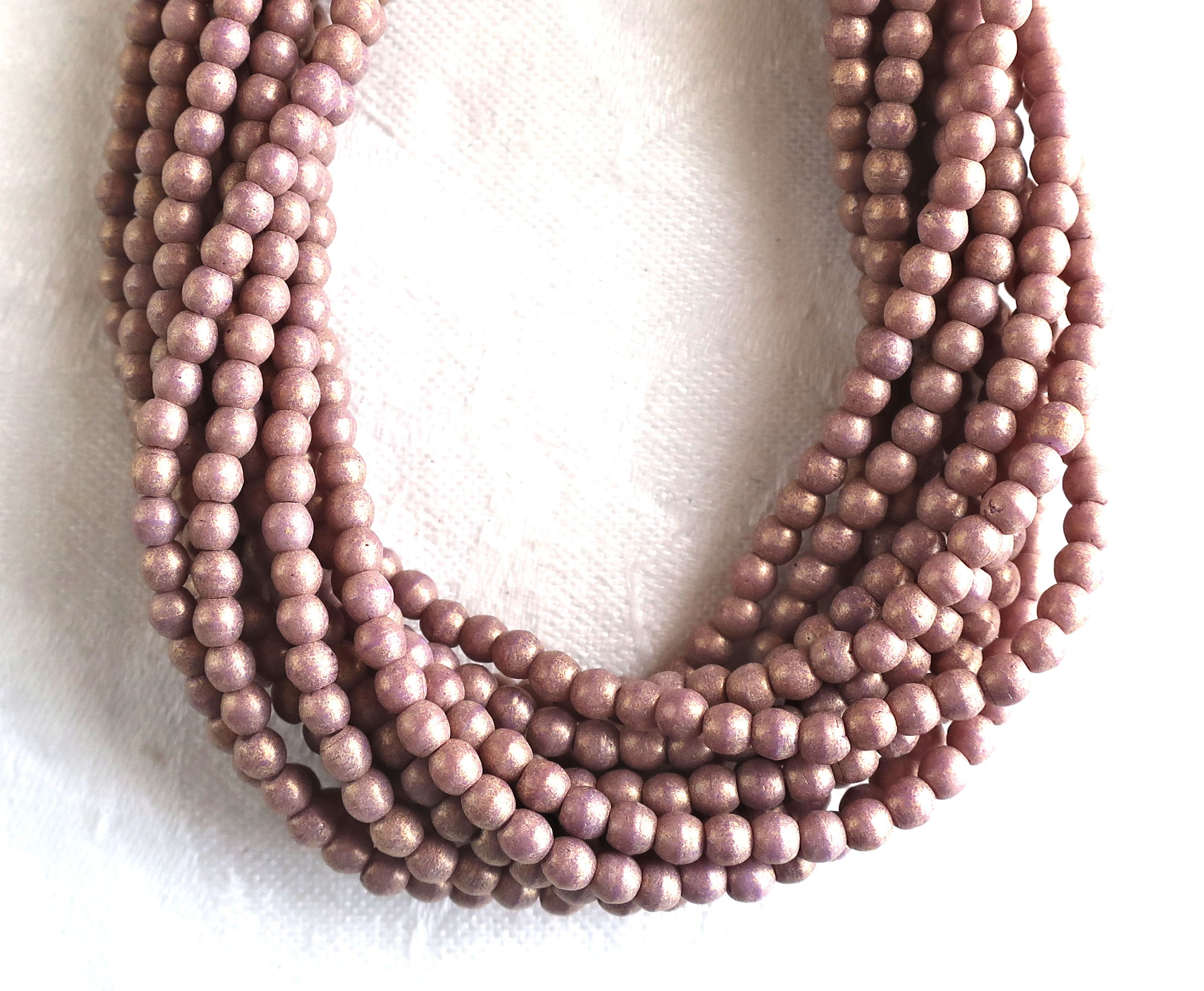 Lot of 100 3mm Pacifica Fig Czech glass druks, lavender, lilac, pink, purple smooth round druk beads C7701 - Glorious Glass Beads