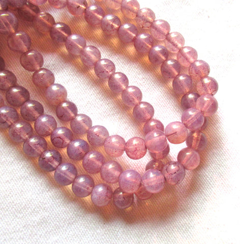 lot of 30 6mm Czech glass beads - milky pink dusty rose druks - smooth round druk beads