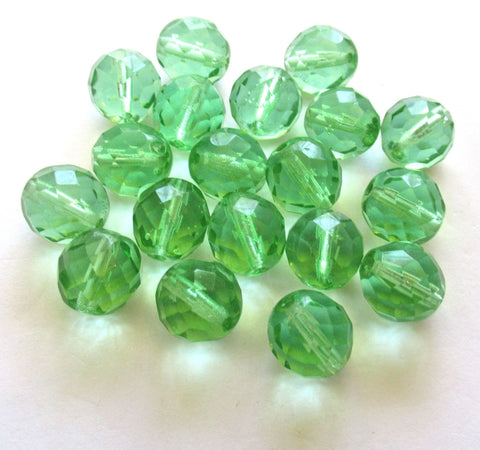 Ten Czech glass fire polished faceted round beads - 12mm mint green beads C0018